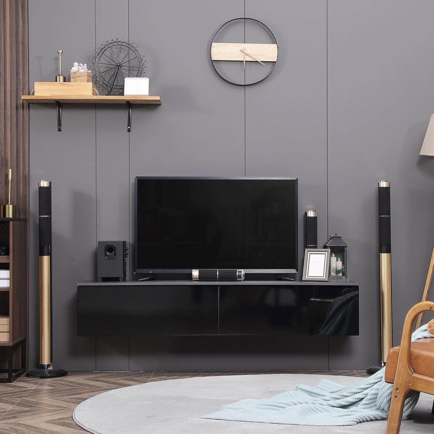 HOMCOM TV Stand for 70 TVs - Wall-Mounted Storage Console - ALL4U RETAILER LTD
