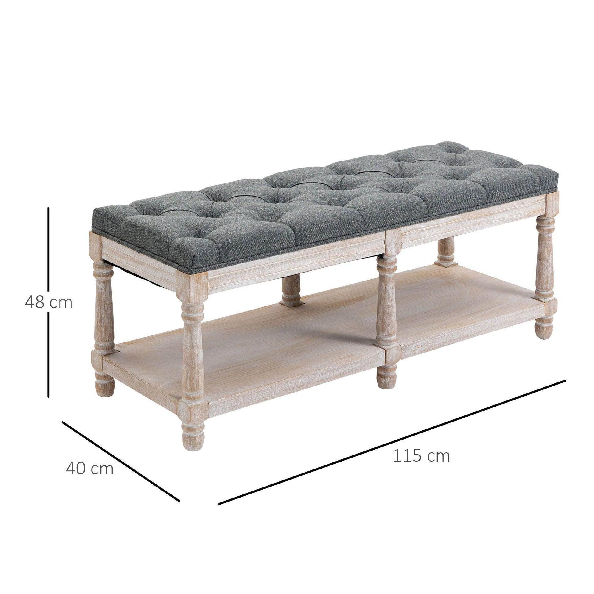 HOMCOM Upholstered Shoe Rack Bench - Grey - ALL4U RETAILER LTD