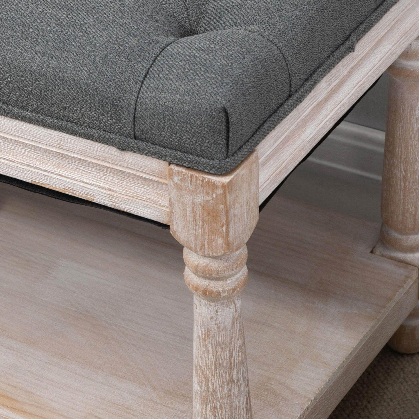 HOMCOM Upholstered Shoe Rack Bench - Grey - ALL4U RETAILER LTD