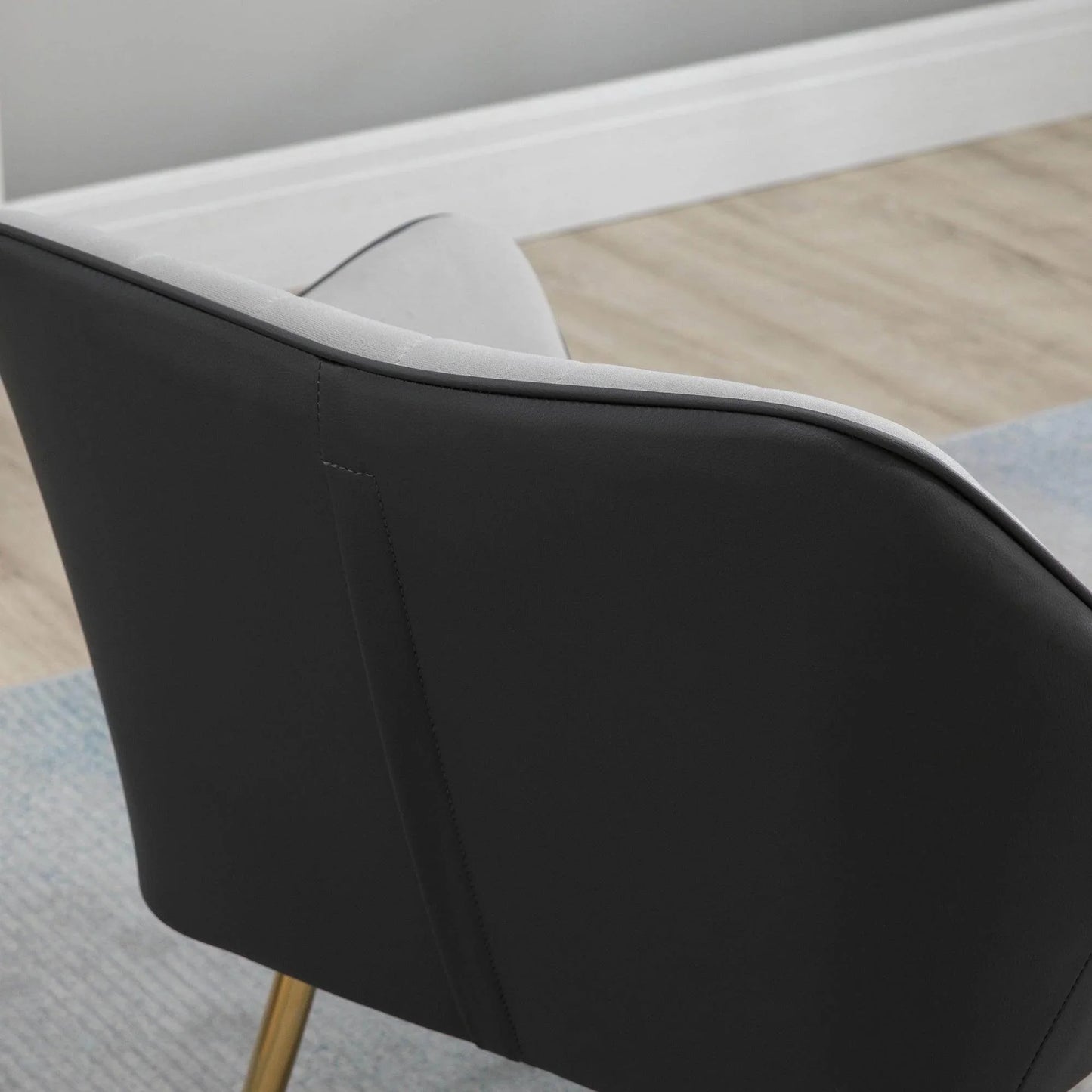 HOMCOM Velvet Accent Chairs with Gold Legs - Light Grey - ALL4U RETAILER LTD