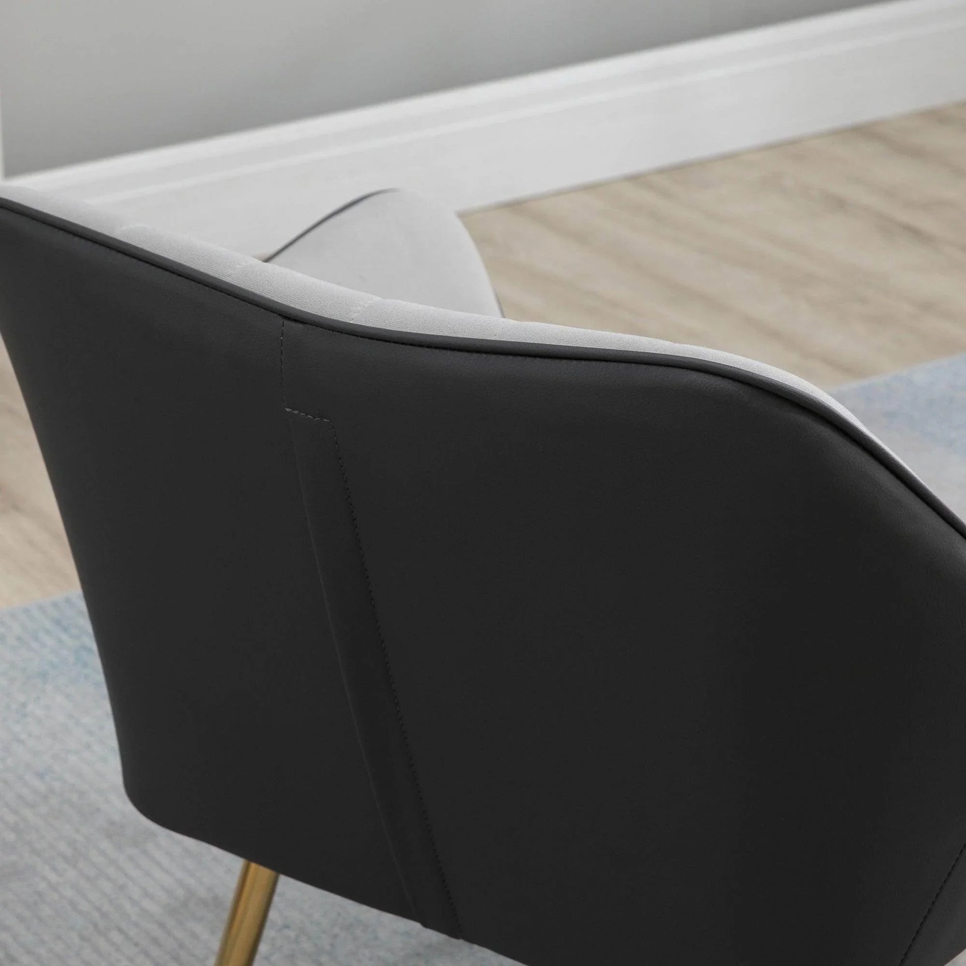 HOMCOM Velvet Accent Chairs with Gold Legs - Light Grey - ALL4U RETAILER LTD