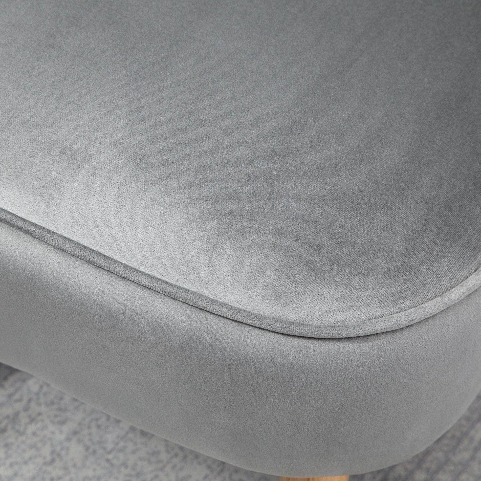 HOMCOM Velvet Tub Chair with Ottoman - Light Grey - ALL4U RETAILER LTD
