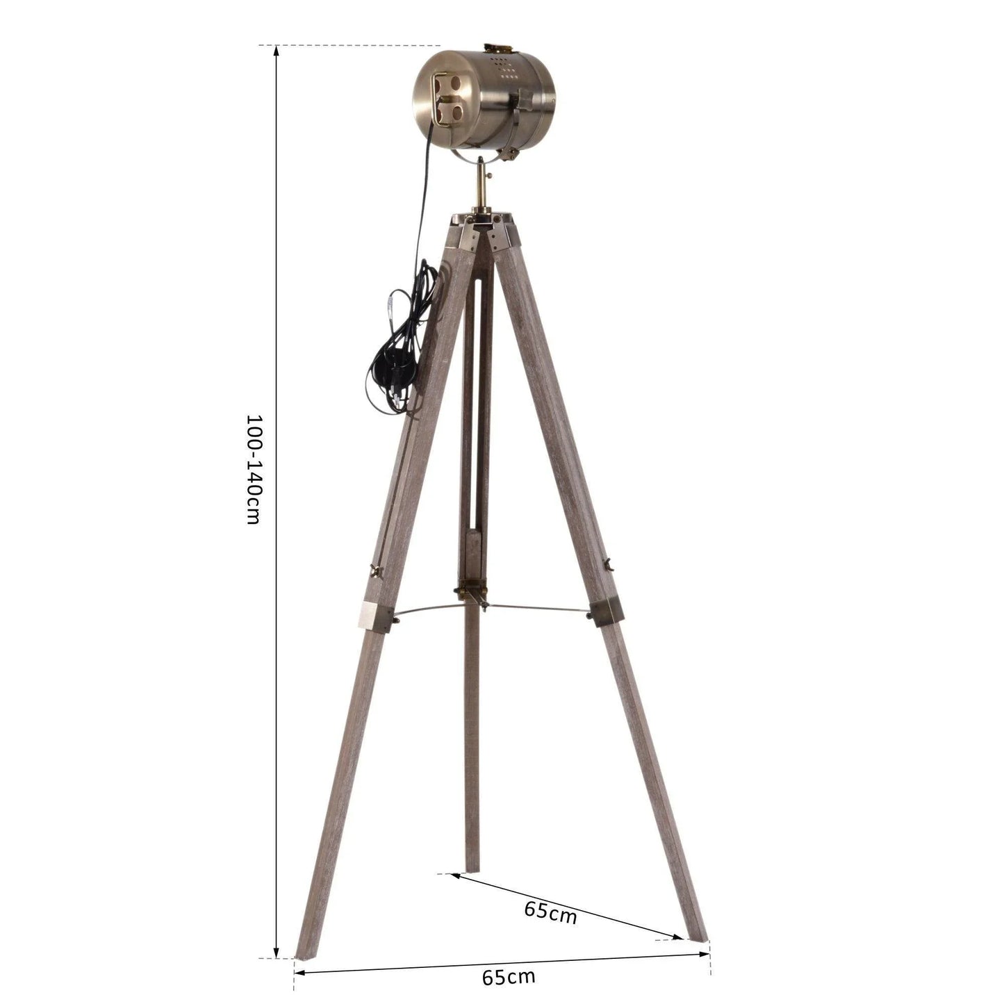 HOMCOM Vintage Wooden Base Floor Lamp- Rustic Industrial Design - ALL4U RETAILER LTD