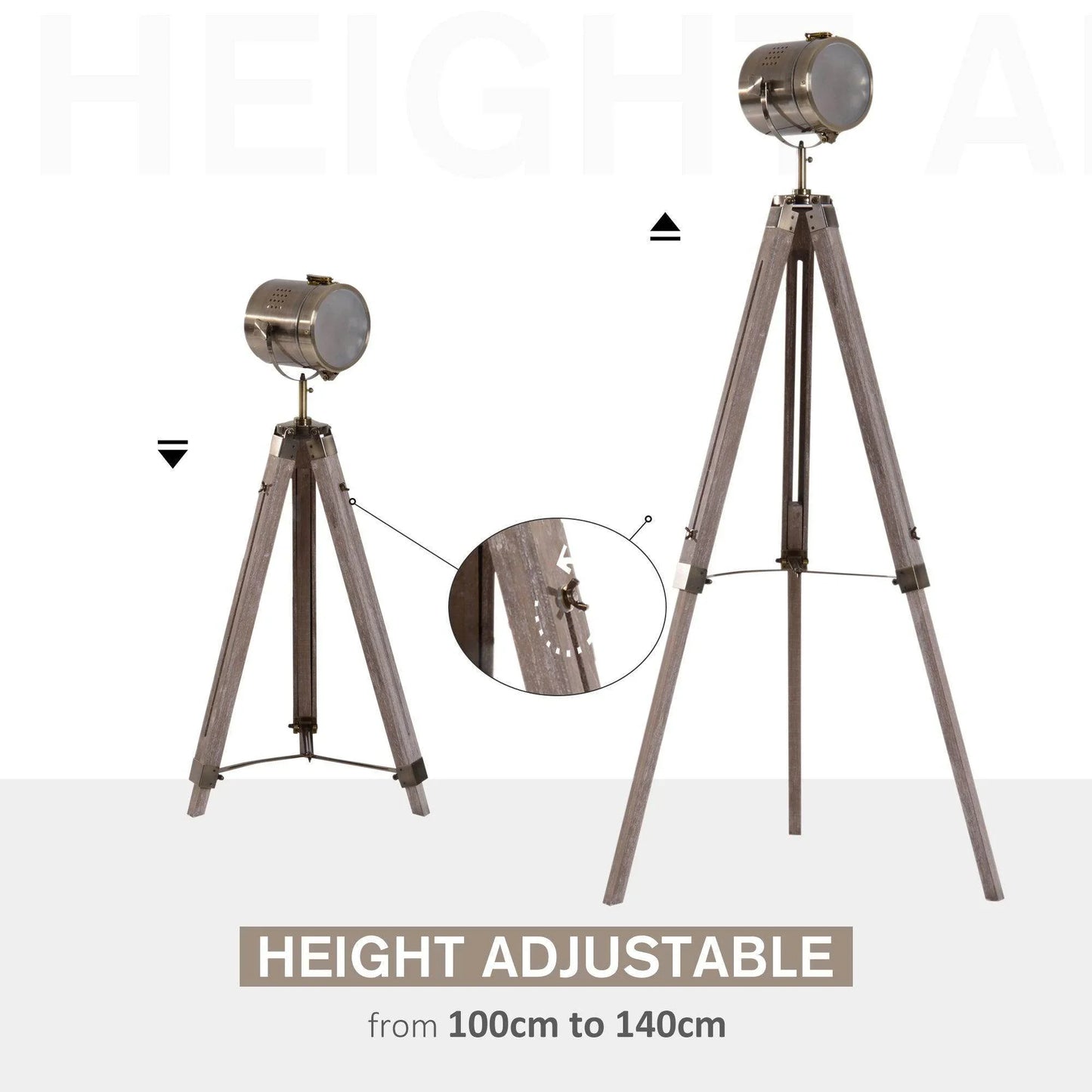 HOMCOM Vintage Wooden Base Floor Lamp- Rustic Industrial Design - ALL4U RETAILER LTD