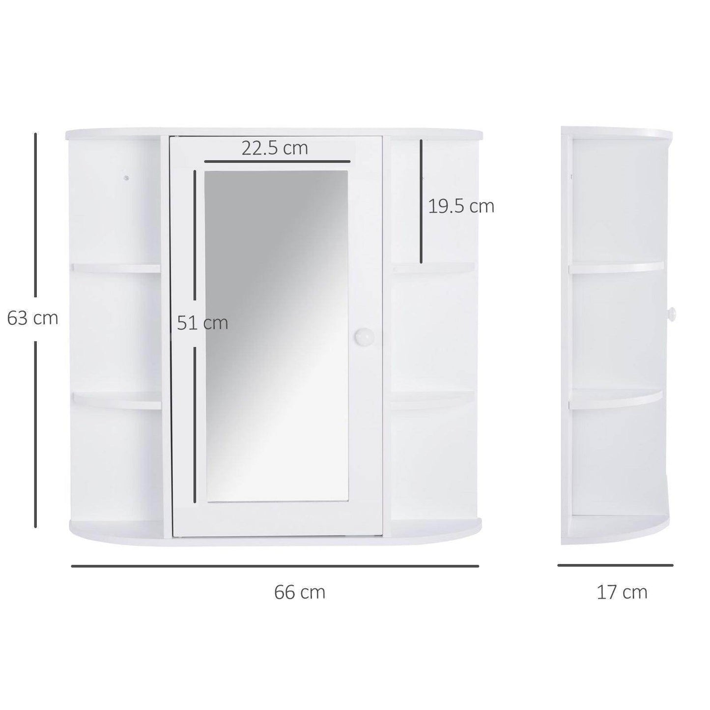 HOMCOM Wall Mounted Bathroom Cabinet with Mirror - ALL4U RETAILER LTD