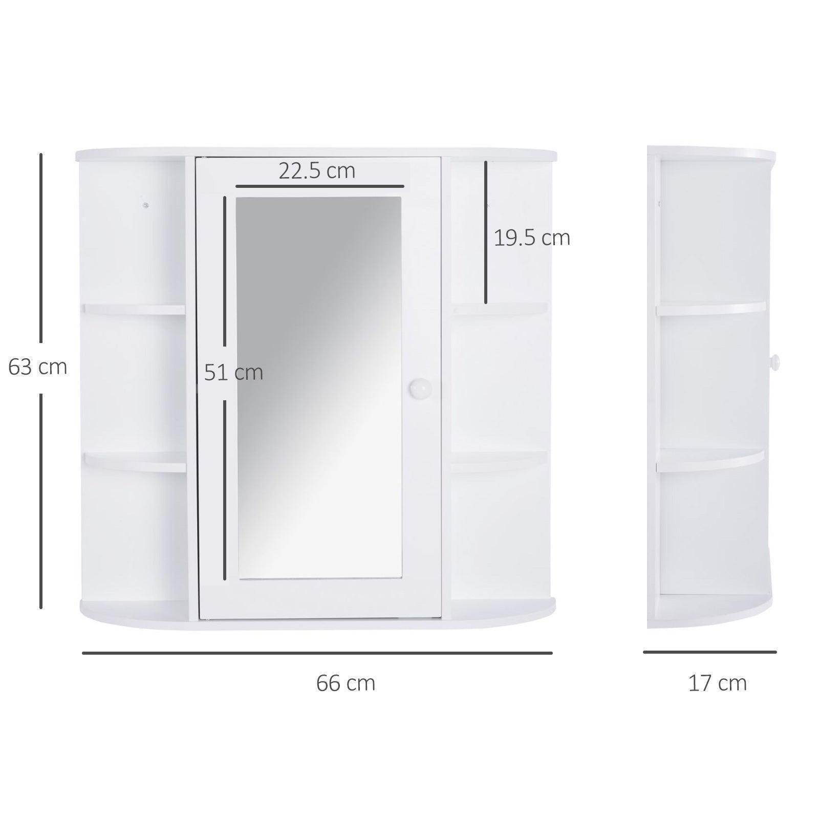 HOMCOM Wall Mounted Bathroom Cabinet with Mirror - ALL4U RETAILER LTD