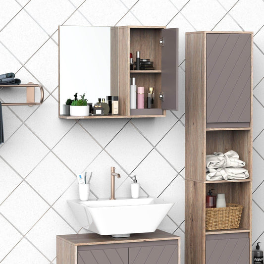 HOMCOM Wall Mounted Bathroom Cabinet with Mirror - Space-Saving - ALL4U RETAILER LTD