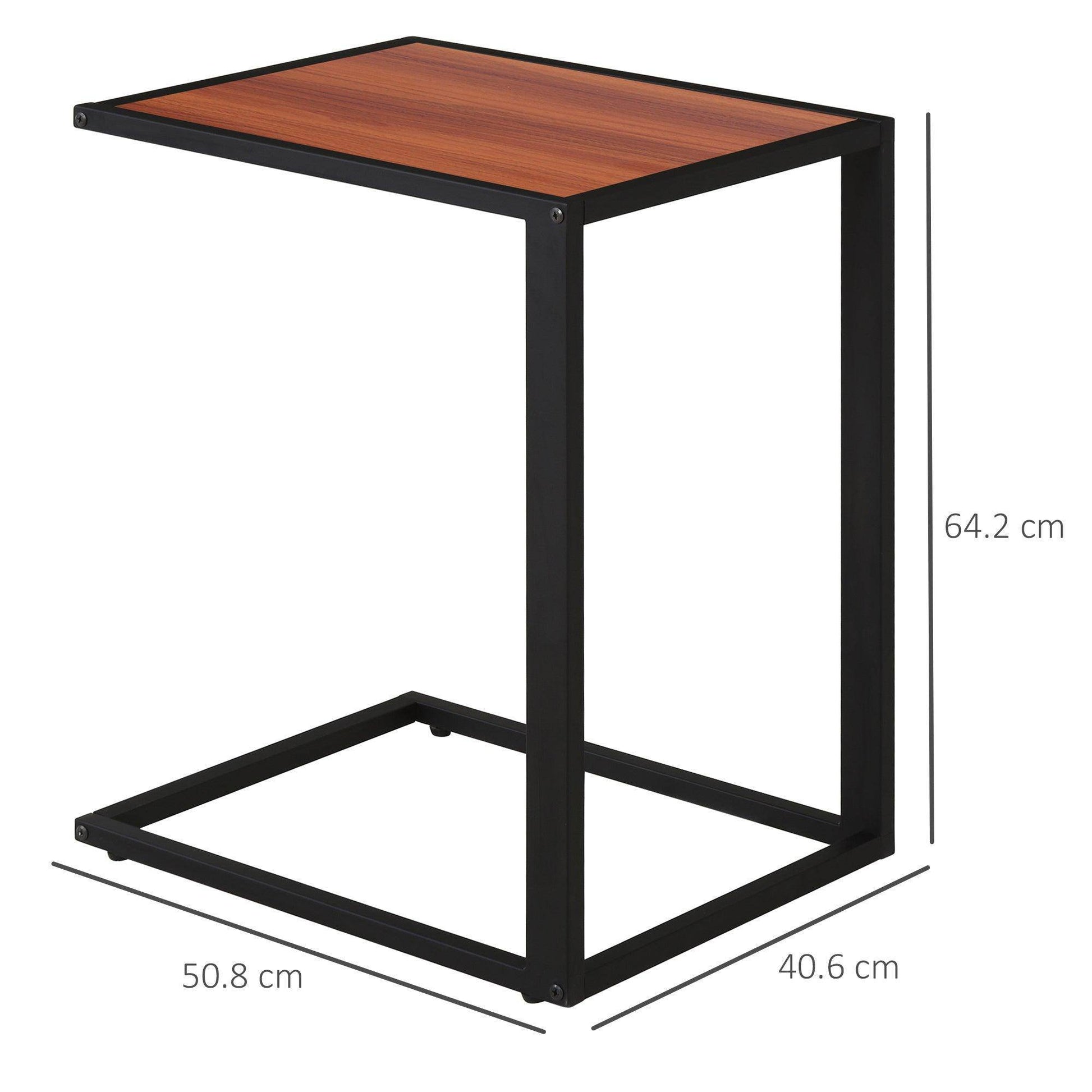 HOMCOM Walnut and Black Sofa Side Table - ALL4U RETAILER LTD