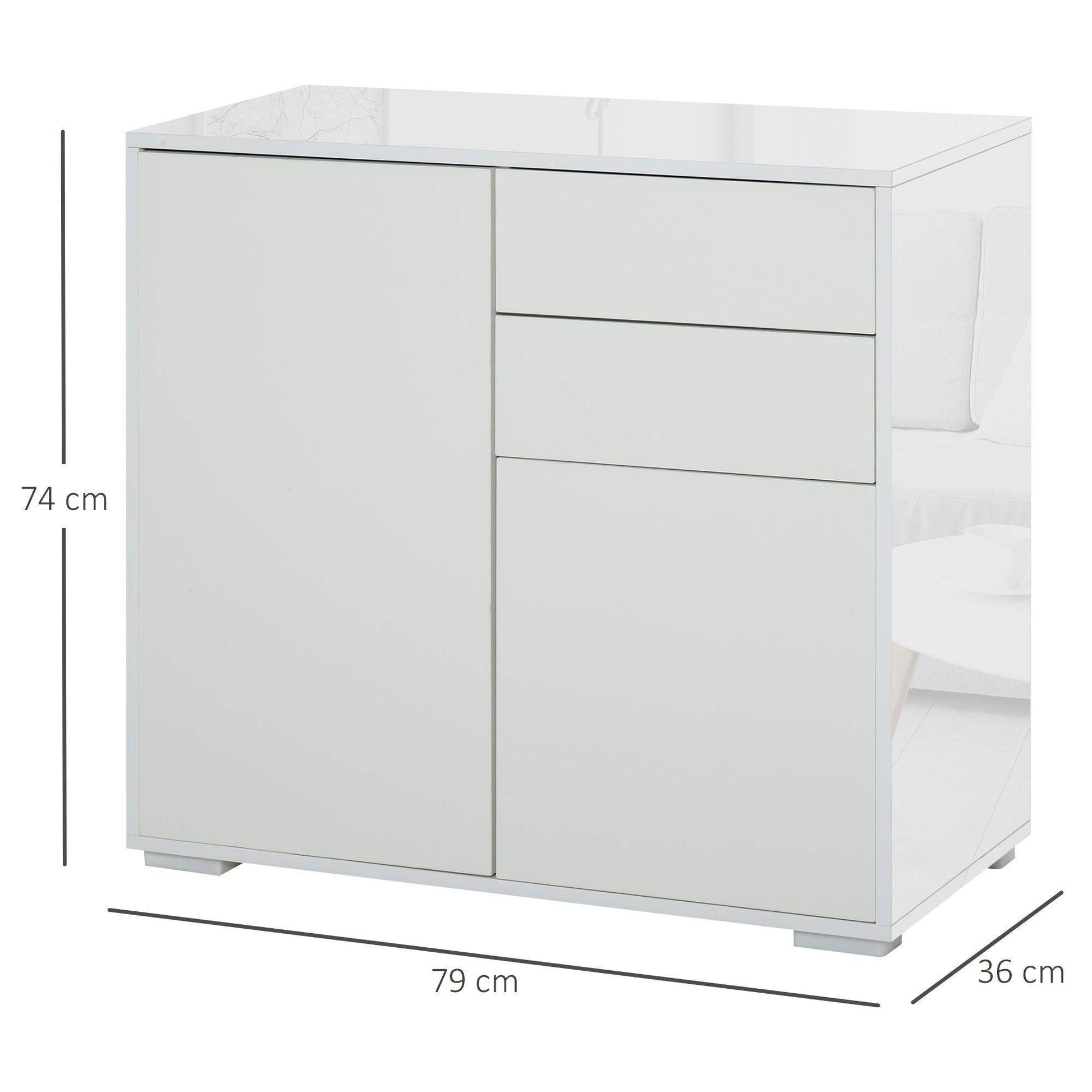 HOMCOM White 2-Drawer 2-Door Storage Cabinet for Home Office - ALL4U RETAILER LTD