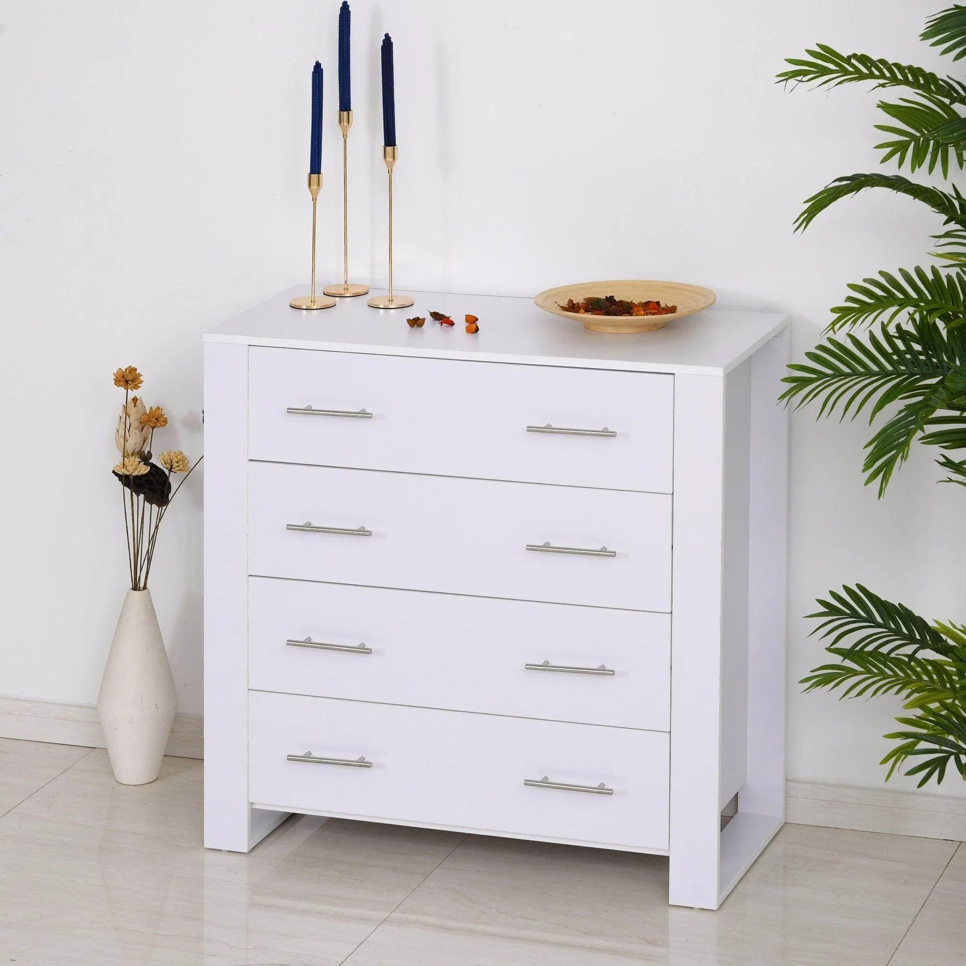 HOMCOM White 4-Drawer Cabinet for Bedrooms - ALL4U RETAILER LTD