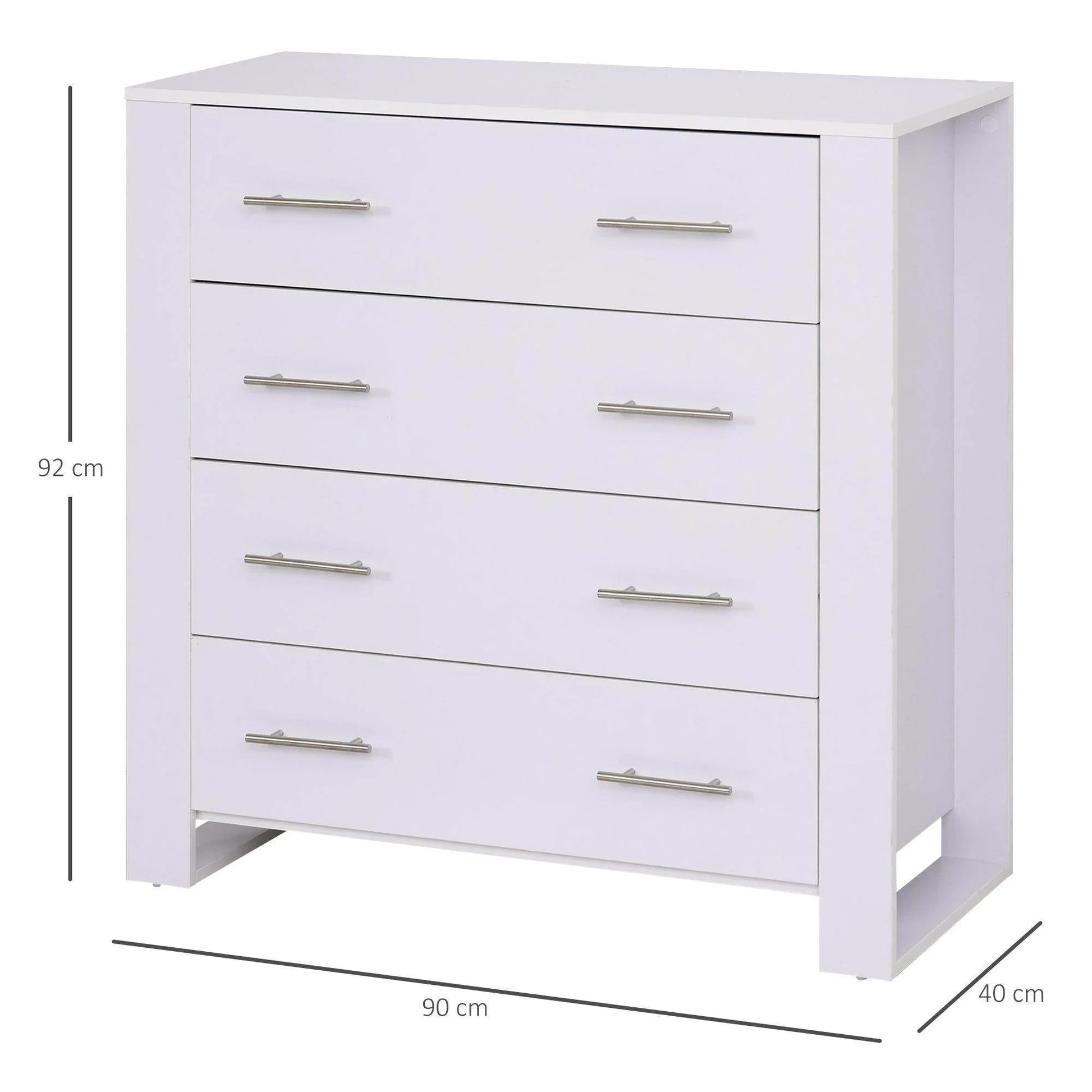 HOMCOM White 4-Drawer Cabinet for Bedrooms - ALL4U RETAILER LTD