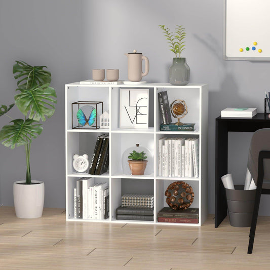 HOMCOM White 9-Cube Storage Shelving for Home Office - ALL4U RETAILER LTD
