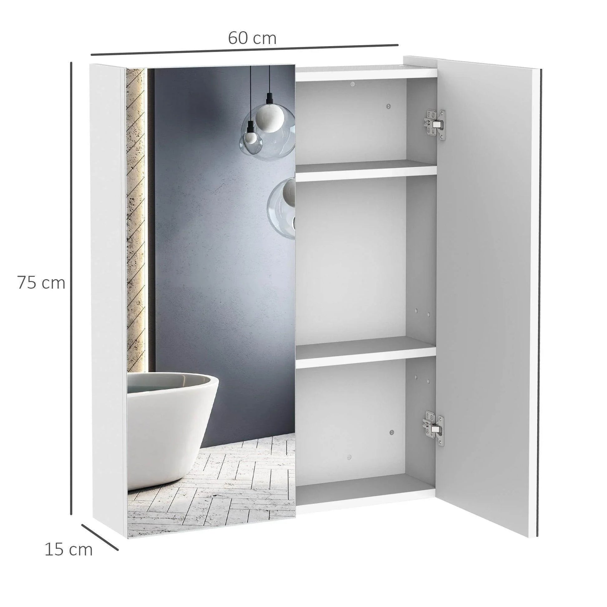 HOMCOM White Bathroom Mirror Cabinet - ALL4U RETAILER LTD