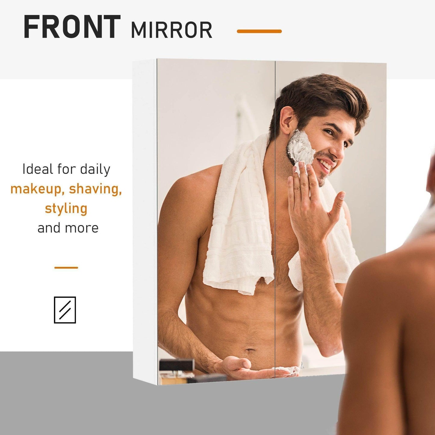 HOMCOM White Bathroom Mirror Cabinet - ALL4U RETAILER LTD