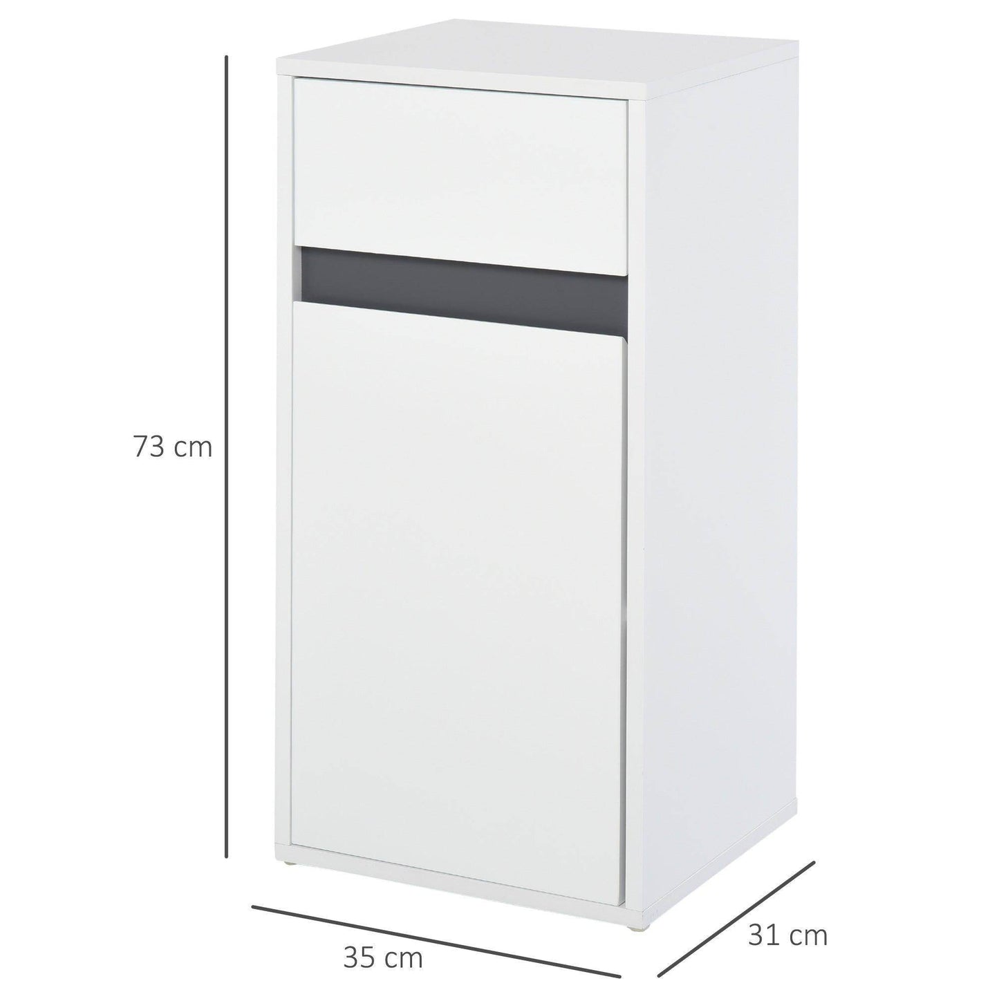 HOMCOM White Bathroom Storage Cabinet with Drawer - ALL4U RETAILER LTD
