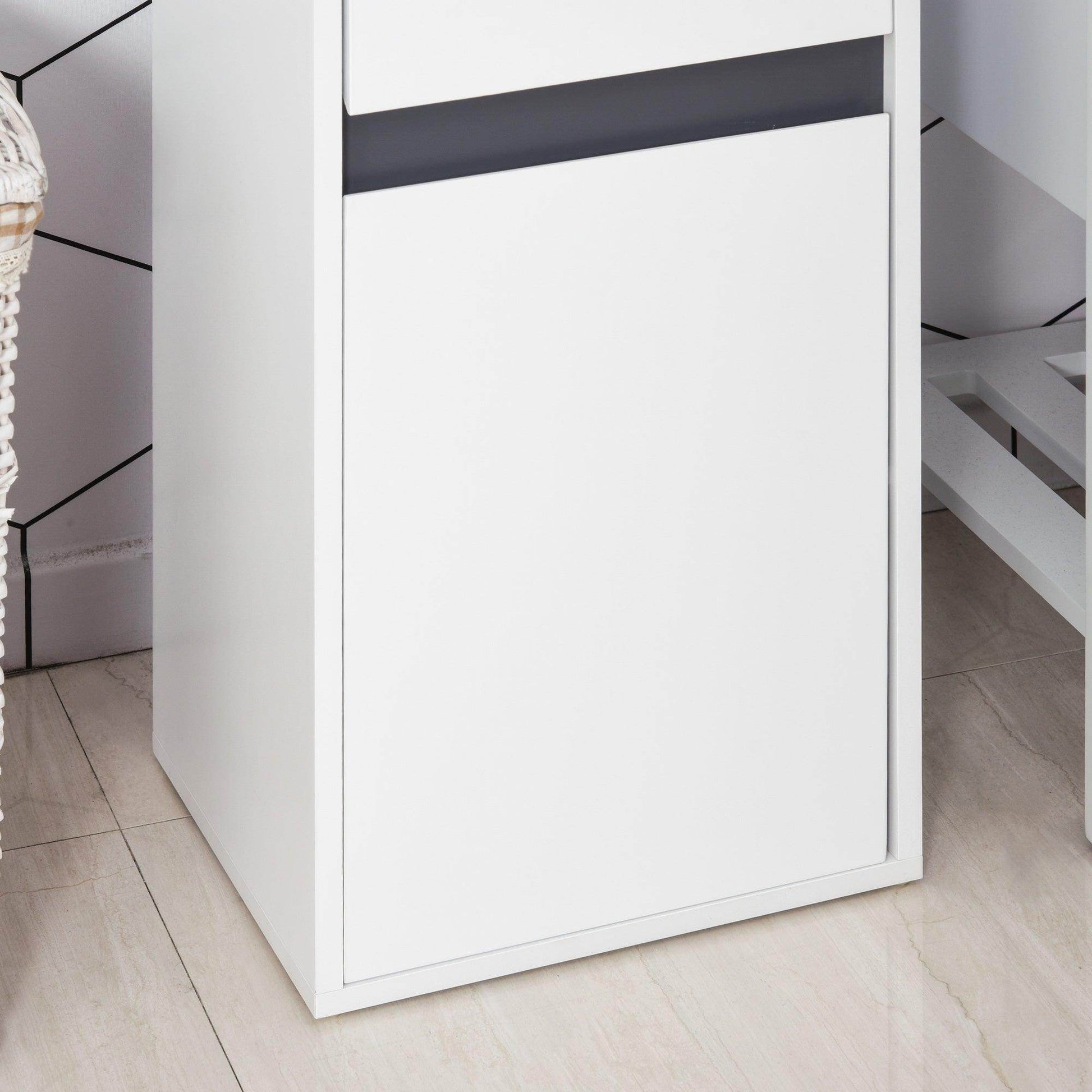 HOMCOM White Bathroom Storage Cabinet with Drawer - ALL4U RETAILER LTD