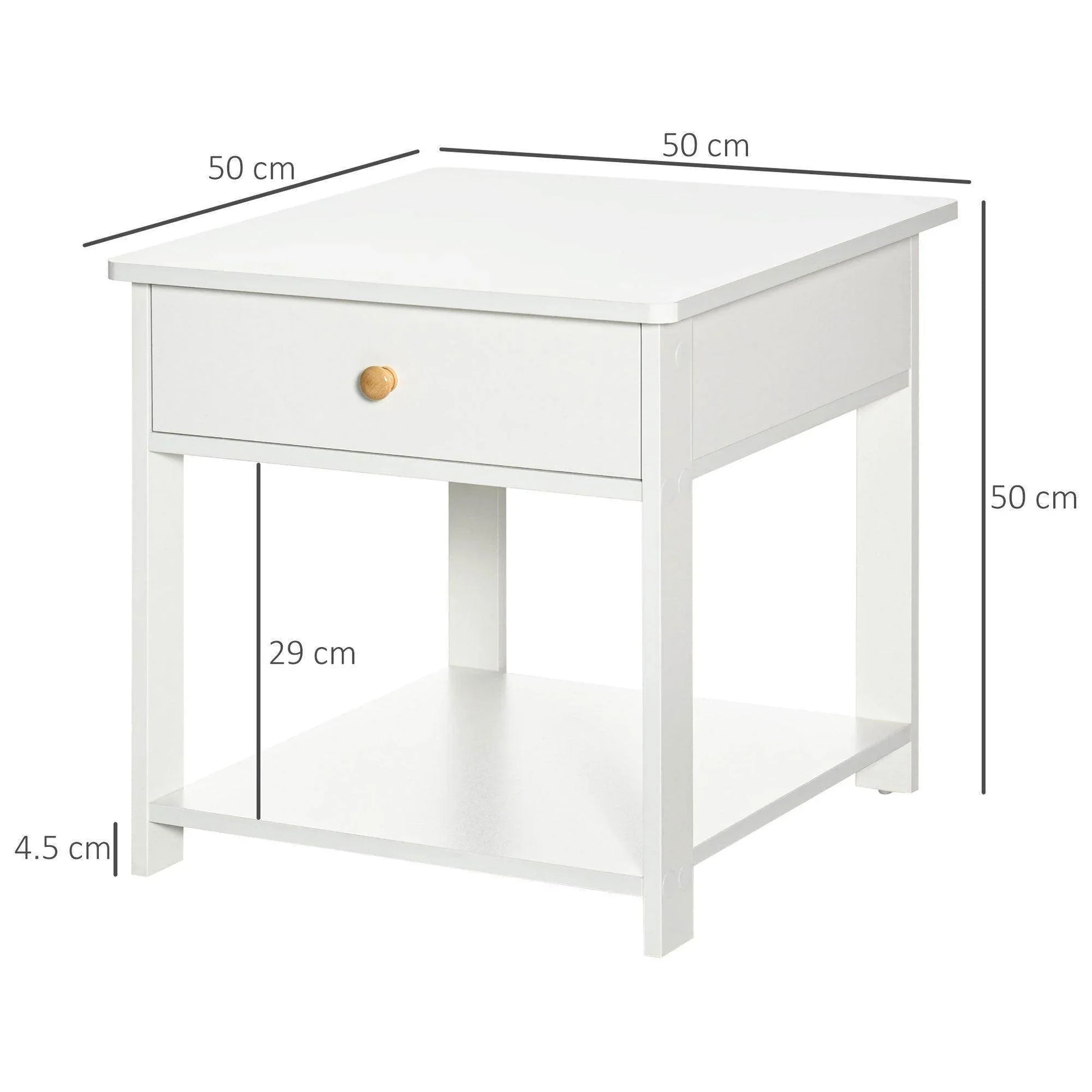 HOMCOM White Bedside Table - Set of 2 - ALL4U RETAILER LTD