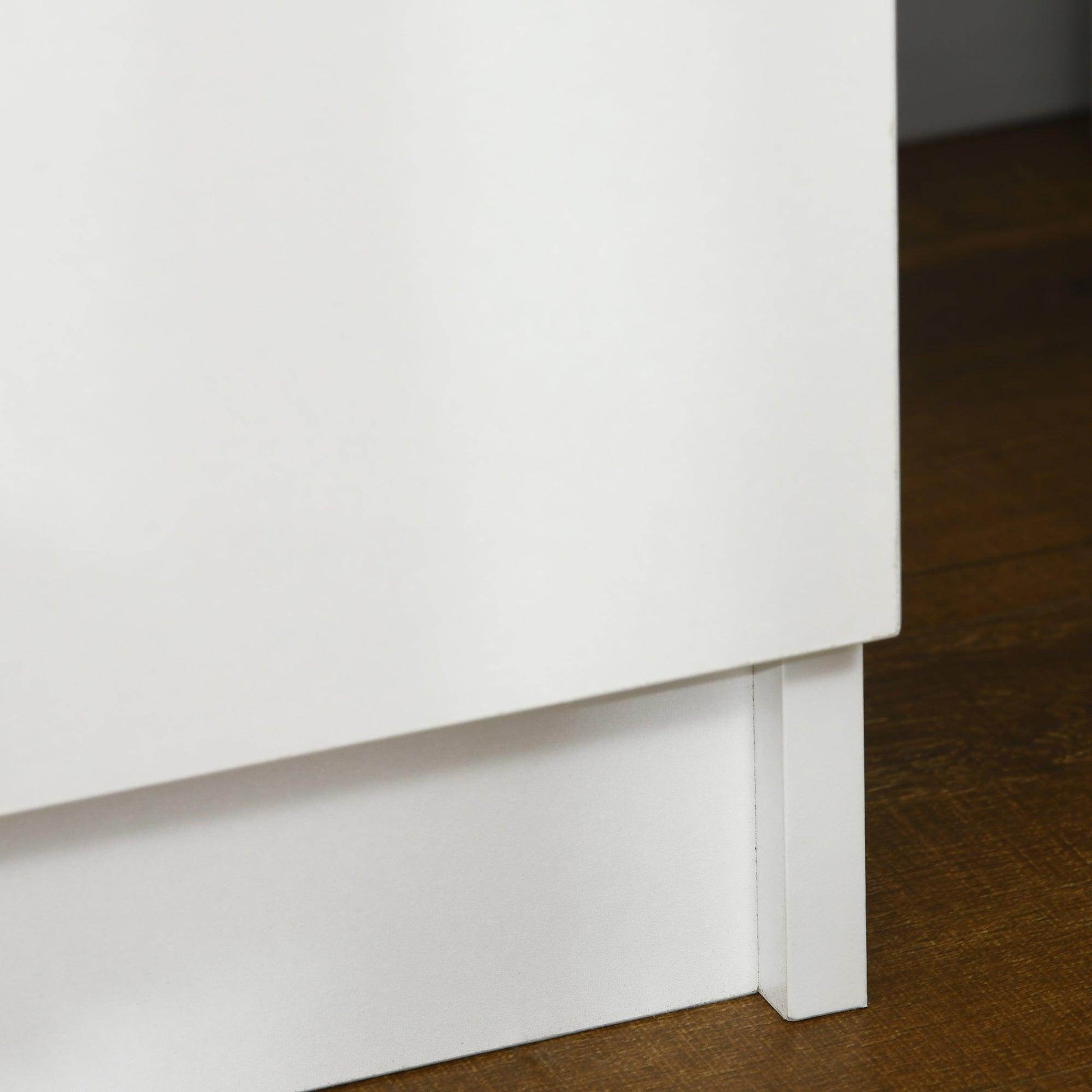 HOMCOM White Bedside Table with LED Light - ALL4U RETAILER LTD