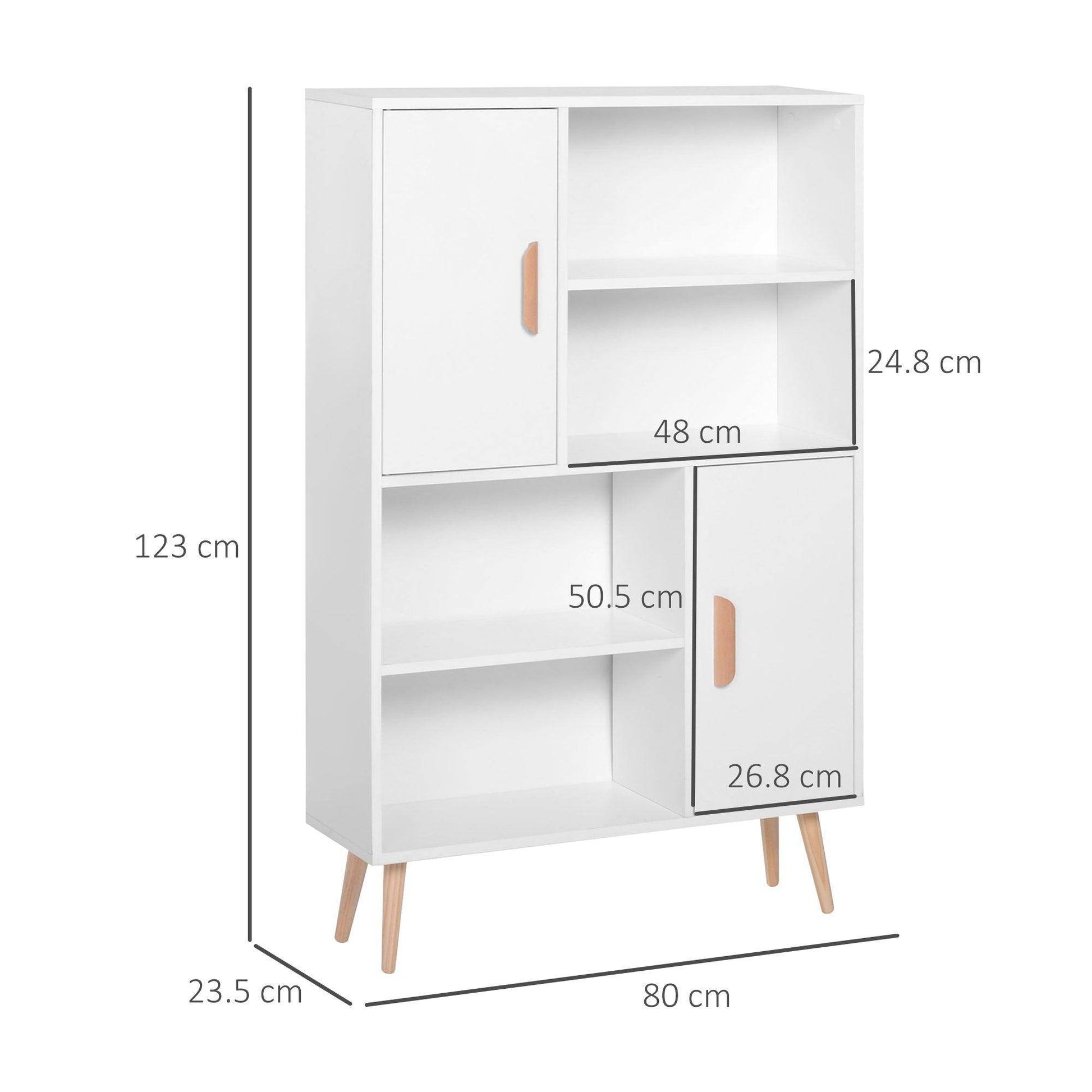 HOMCOM White Bookshelf - Stylish Storage Cabinet - ALL4U RETAILER LTD