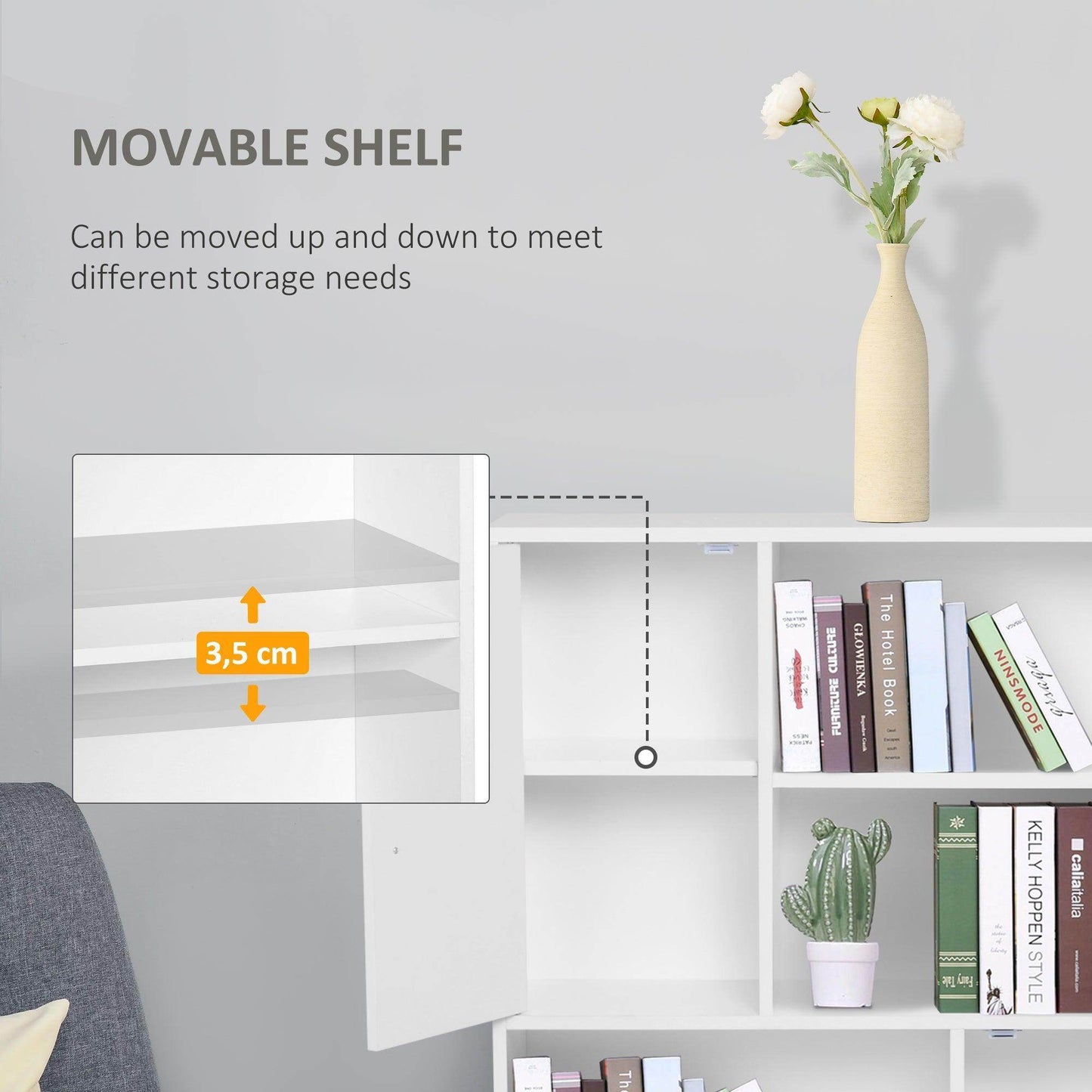 HOMCOM White Bookshelf - Stylish Storage Cabinet - ALL4U RETAILER LTD