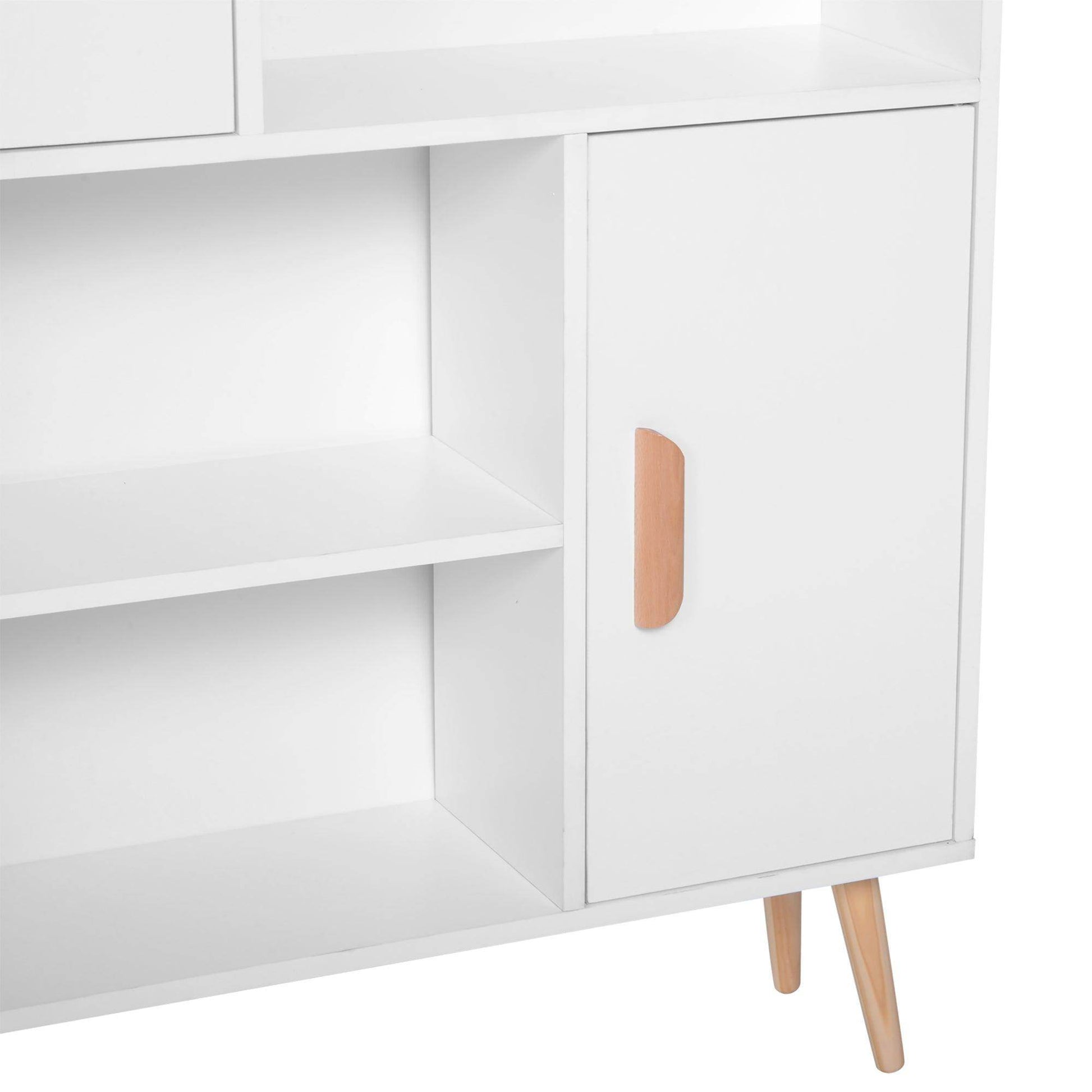 HOMCOM White Bookshelf - Stylish Storage Cabinet - ALL4U RETAILER LTD
