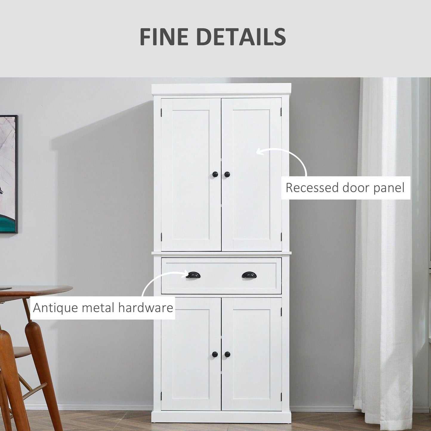 HOMCOM White Colonial Kitchen Storage Cabinet - ALL4U RETAILER LTD
