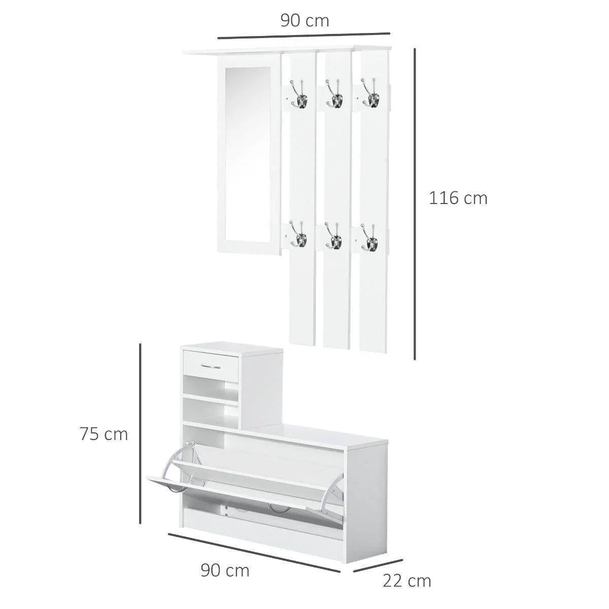 HOMCOM White Entryway Set - ALL4U RETAILER LTD