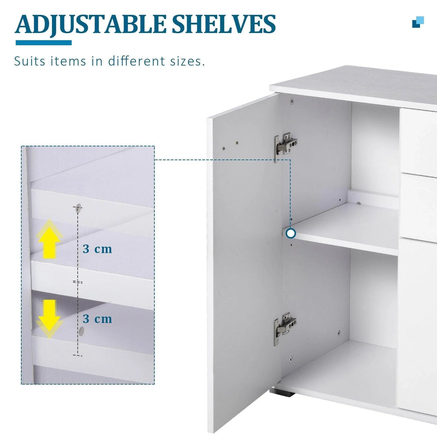 HOMCOM White Gloss Side Cabinet - 71x35x76 cm - ALL4U RETAILER LTD