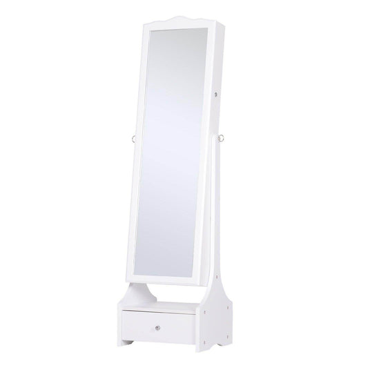 HOMCOM White Jewelry Cabinet with LED and Lock - ALL4U RETAILER LTD