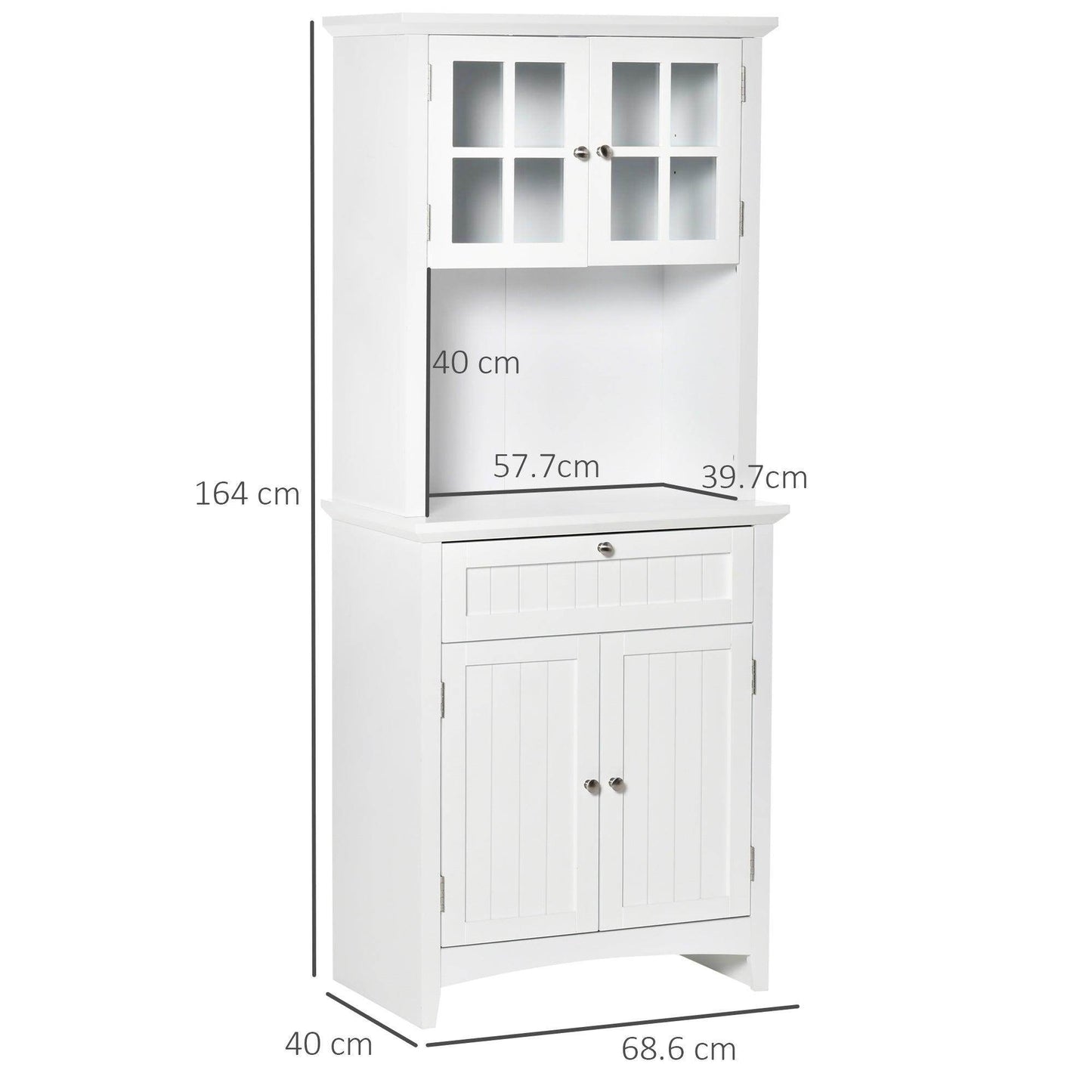 HOMCOM White Kitchen Buffet and Hutch Storage Cupboard - ALL4U RETAILER LTD