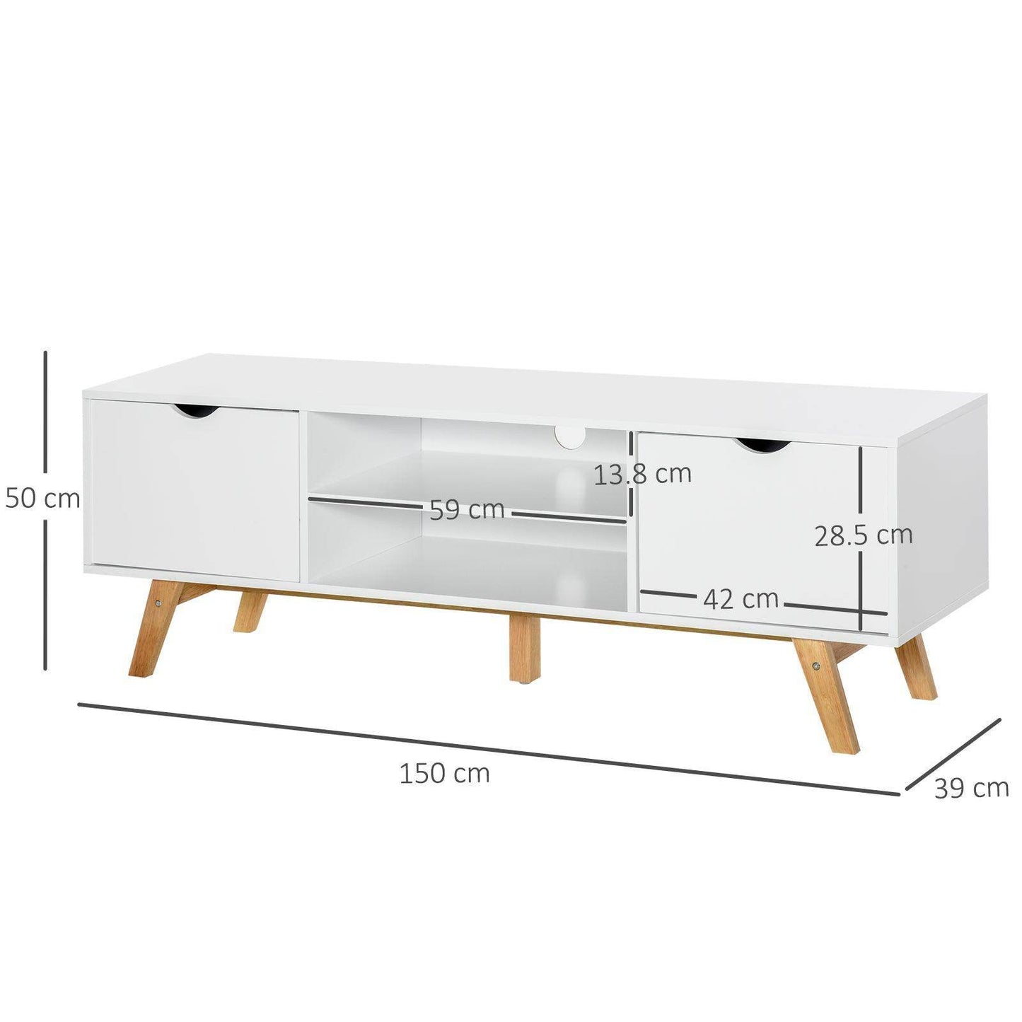 HOMCOM White Media Unit - 4 Compartments - ALL4U RETAILER LTD