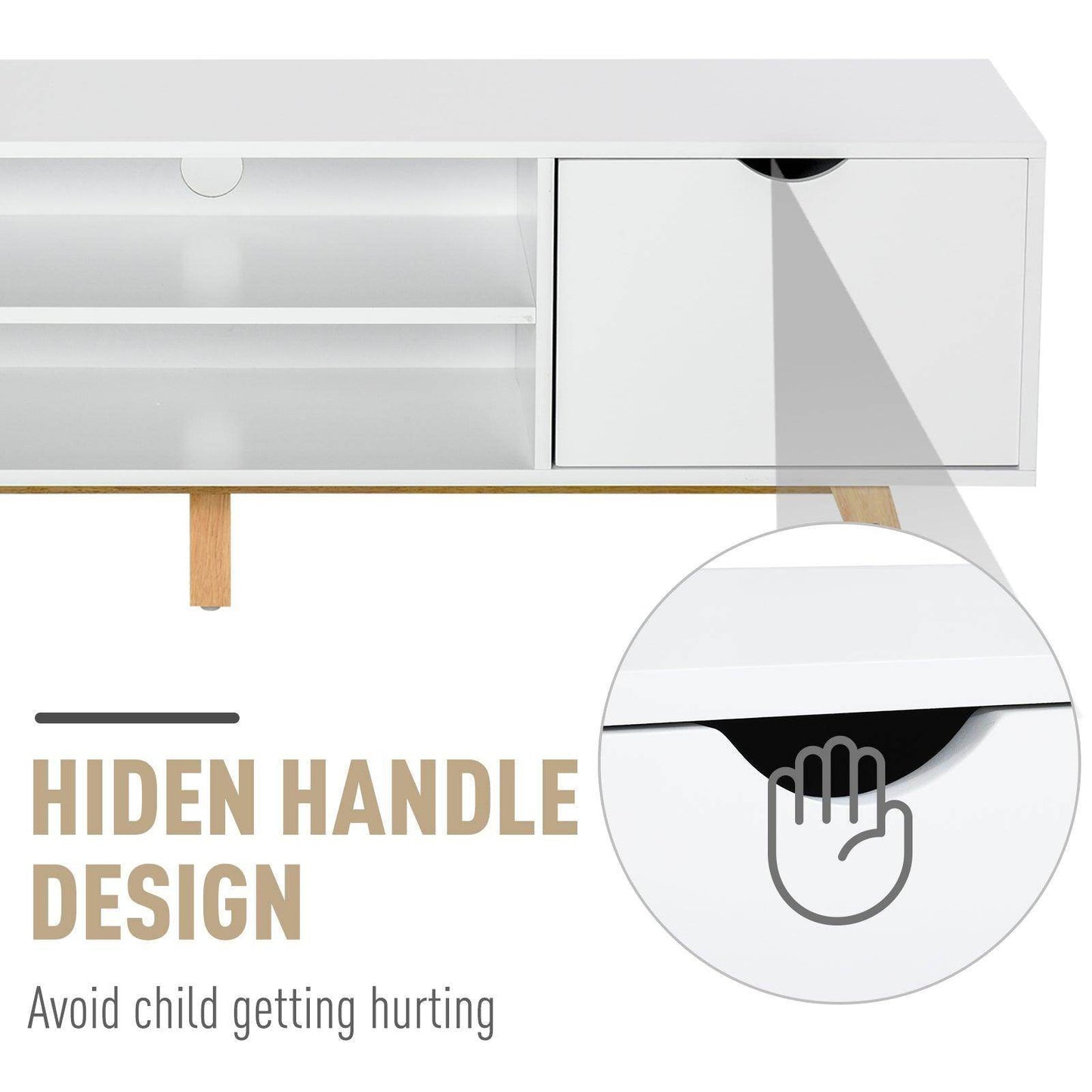 HOMCOM White Media Unit - 4 Compartments - ALL4U RETAILER LTD