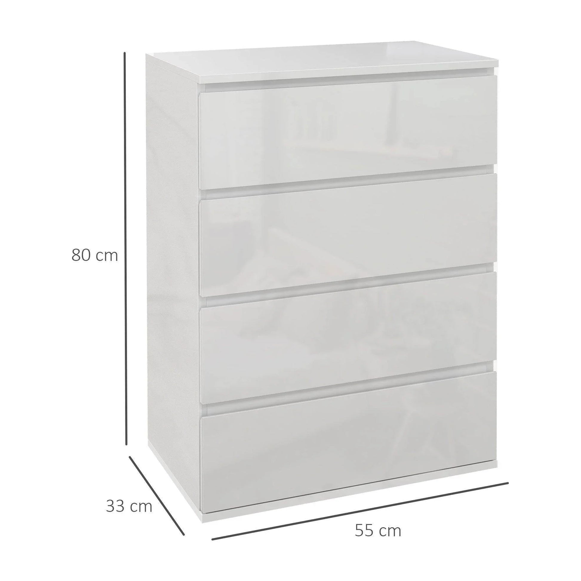 HOMCOM White Modern 4-Drawer Chest of Drawers - ALL4U RETAILER LTD