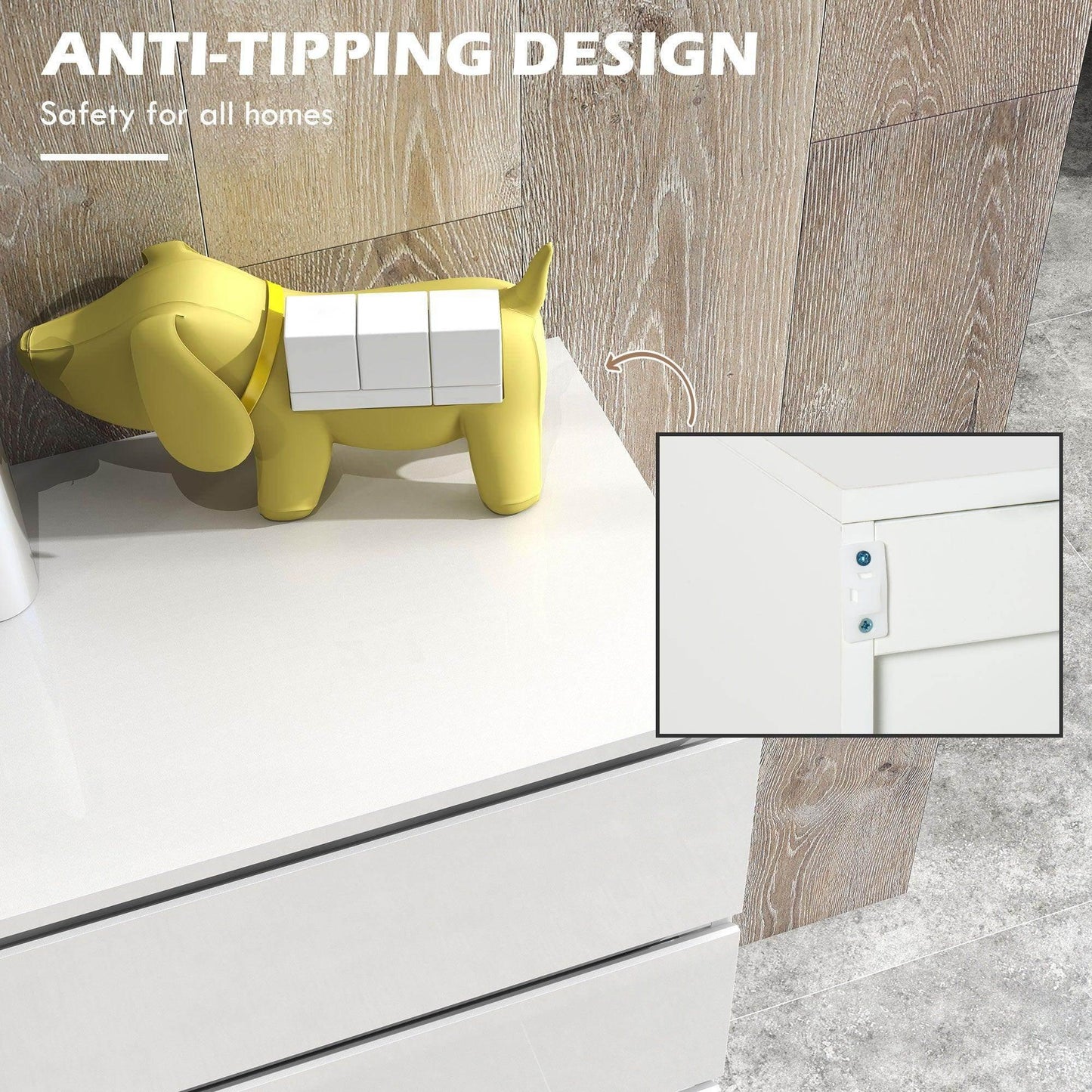 HOMCOM White Modern 4-Drawer Chest of Drawers - ALL4U RETAILER LTD