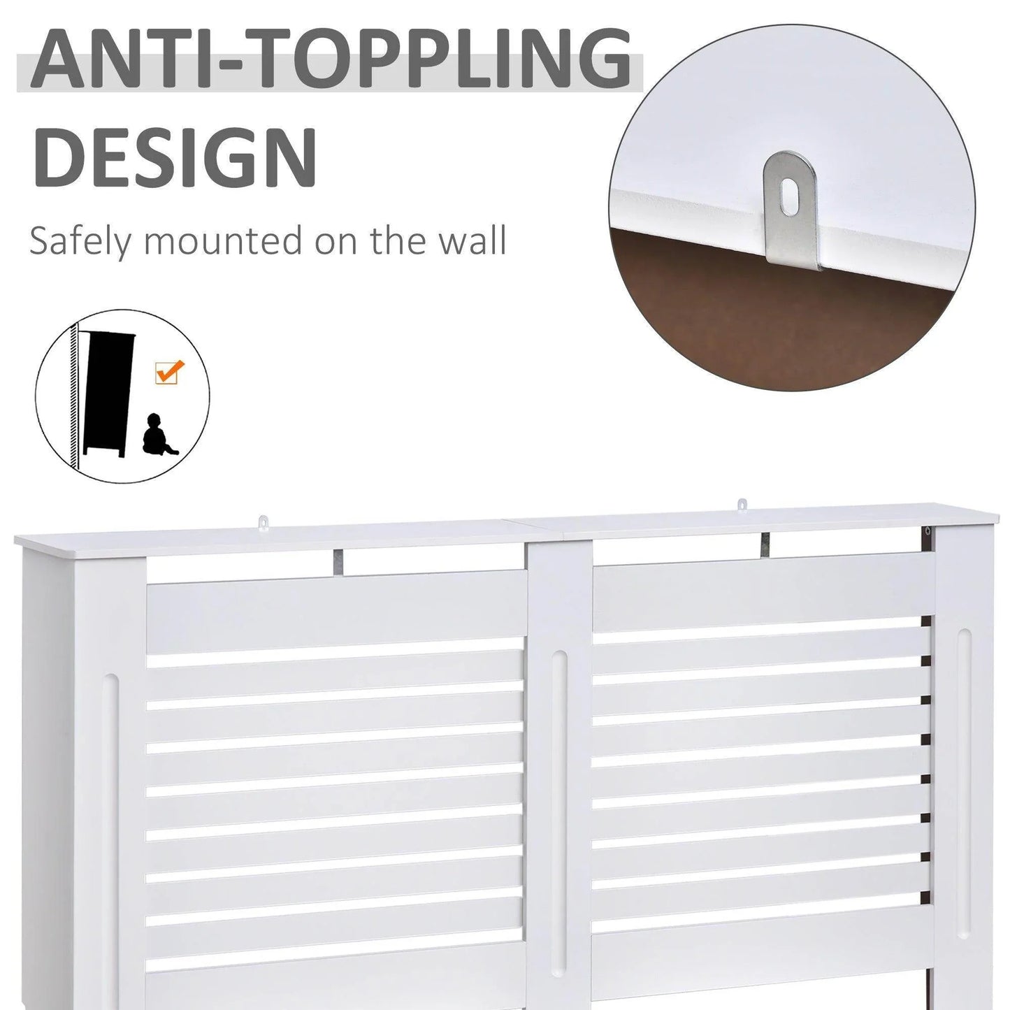 HOMCOM White Radiator Cover - 152cm - Clean Design - ALL4U RETAILER LTD