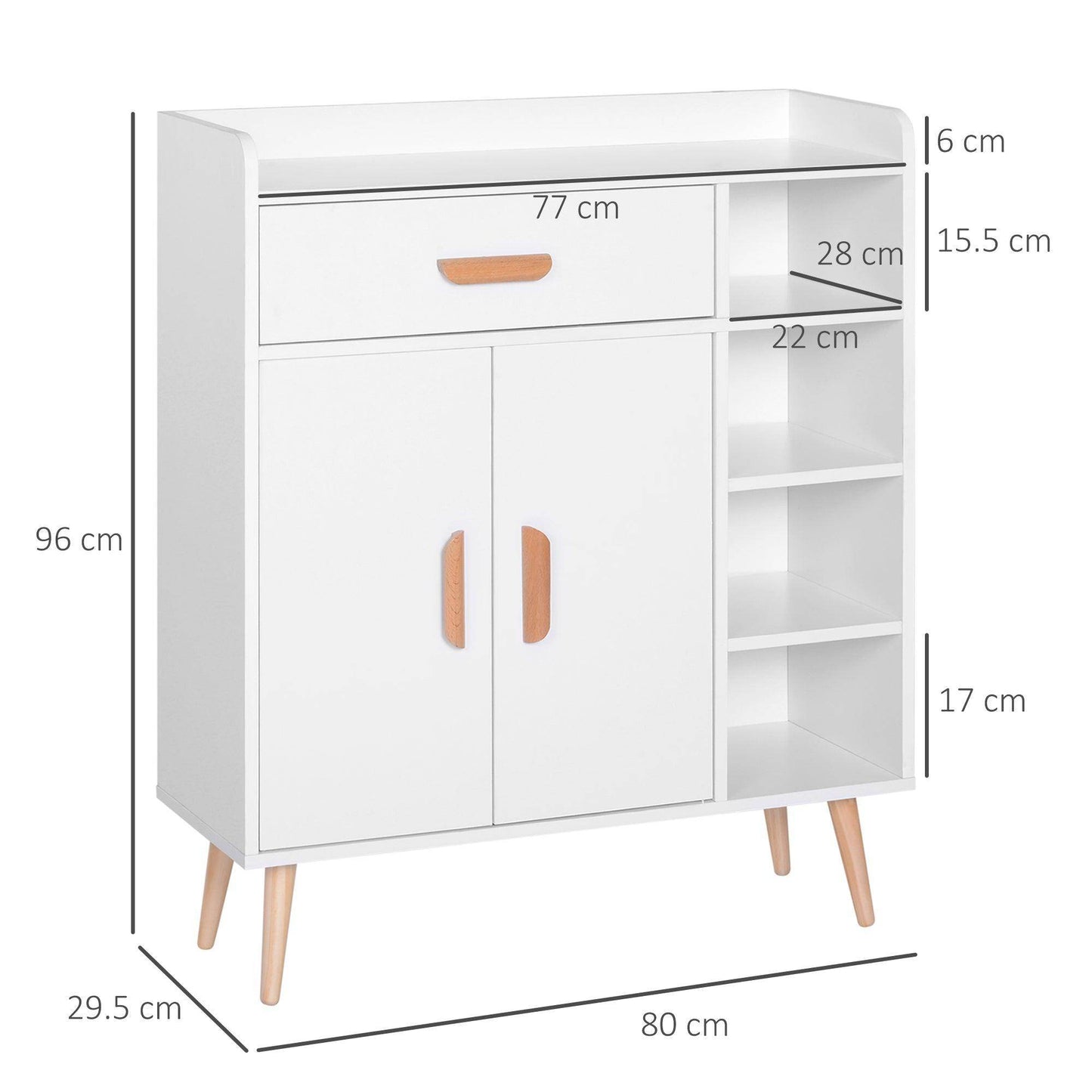 HOMCOM White Side Cabinet with Storage Drawer - ALL4U RETAILER LTD