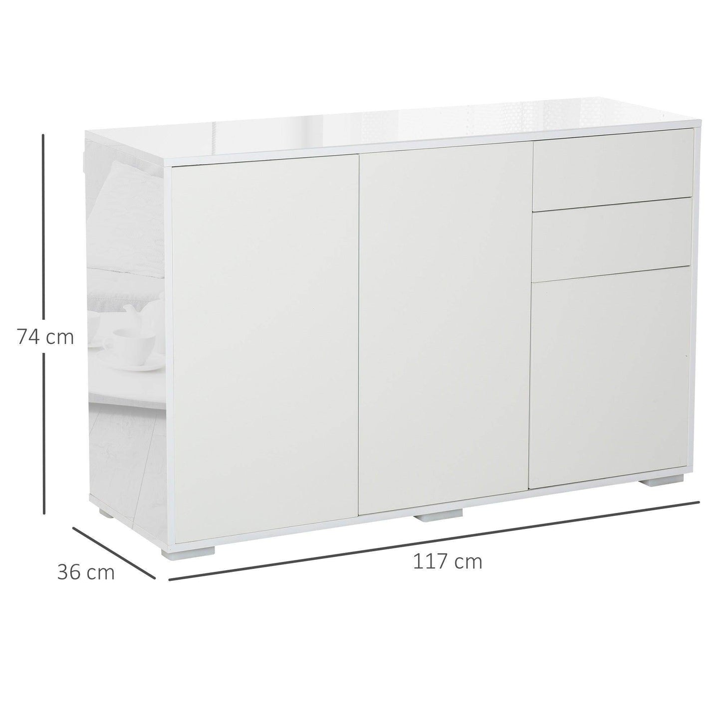 HOMCOM White Sideboard with 2 Drawers - ALL4U RETAILER LTD