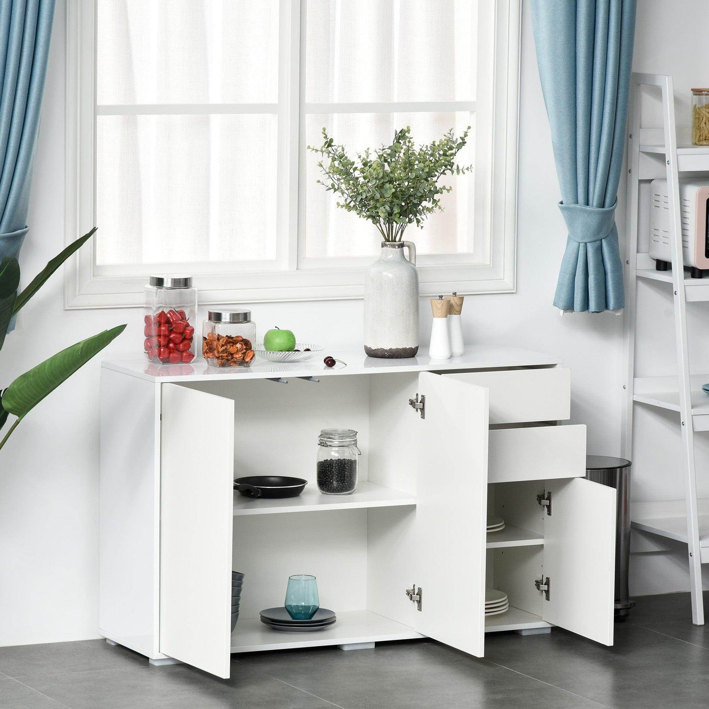 HOMCOM White Sideboard with 2 Drawers - ALL4U RETAILER LTD