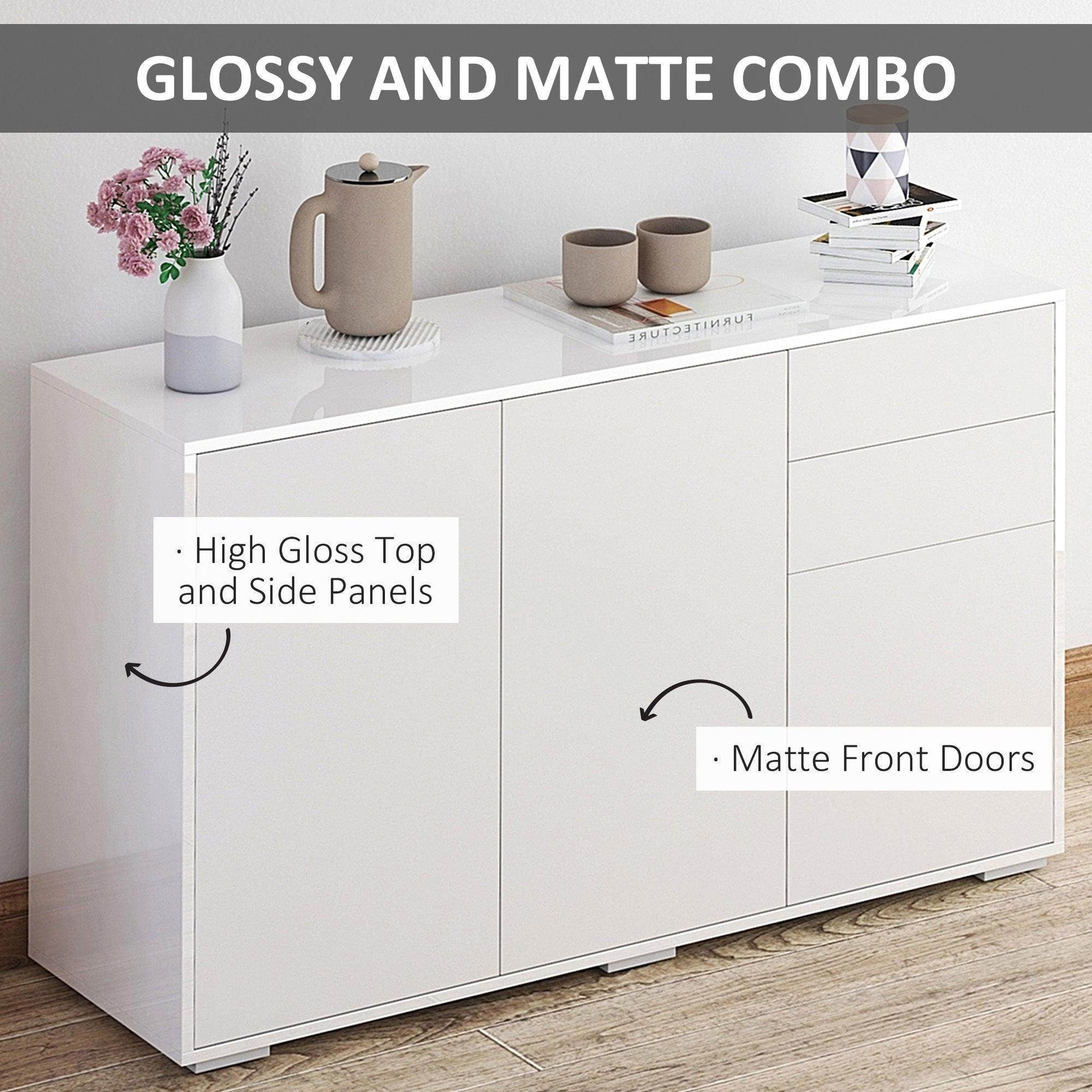 HOMCOM White Sideboard with 2 Drawers - ALL4U RETAILER LTD