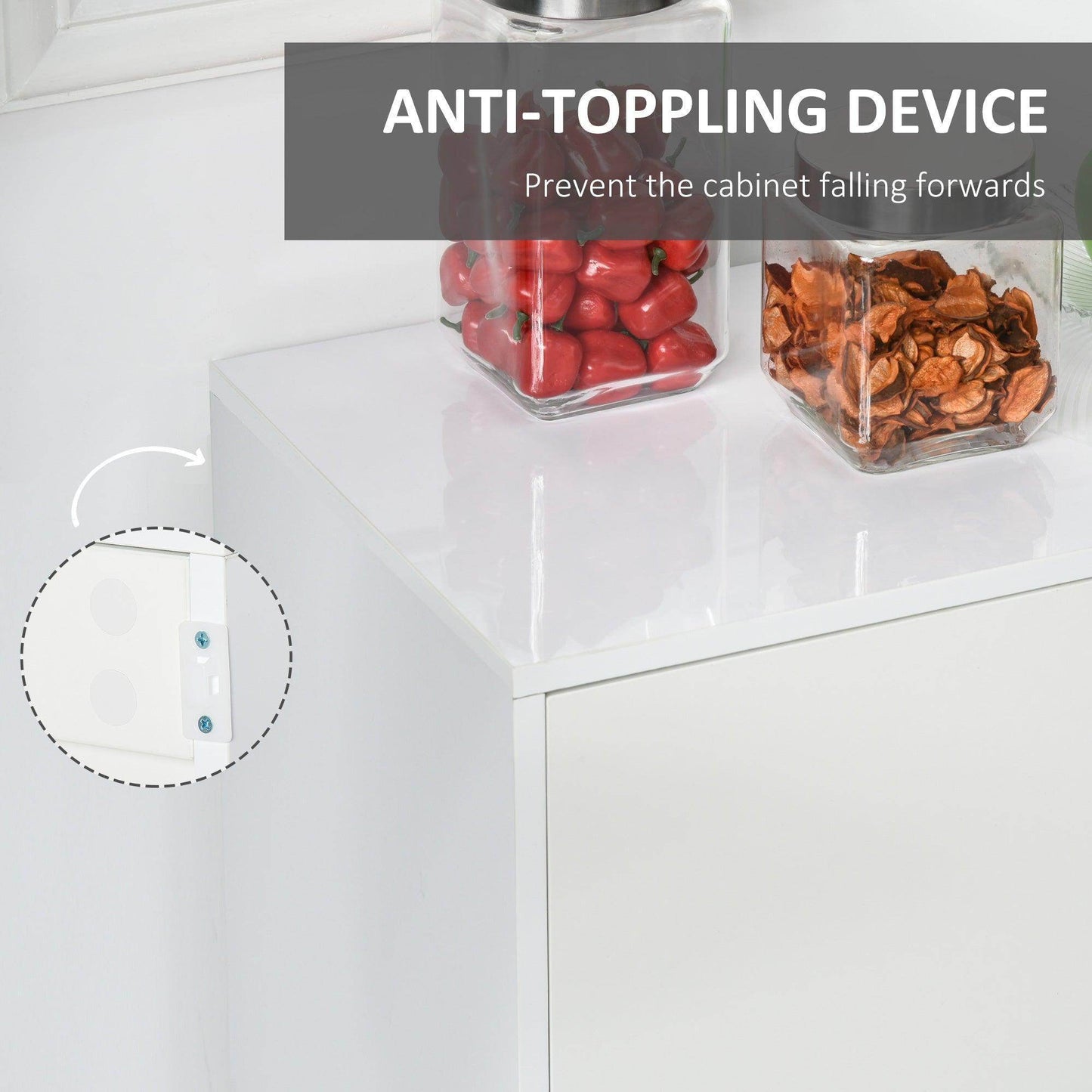 HOMCOM White Sideboard with 2 Drawers - ALL4U RETAILER LTD