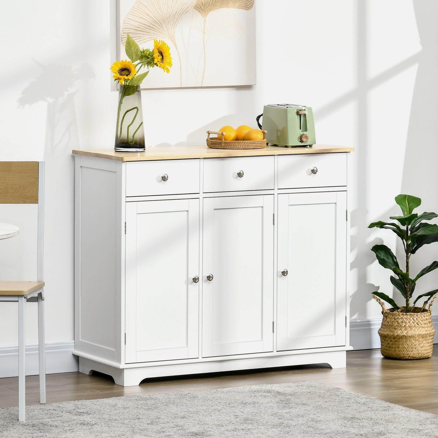 HOMCOM White Sideboard with Storage - Stylish and Functional - ALL4U RETAILER LTD