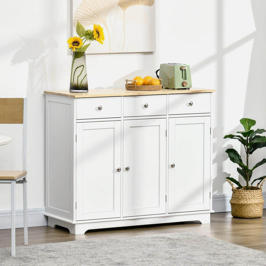 HOMCOM White Sideboard with Storage - Stylish and Functional - ALL4U RETAILER LTD