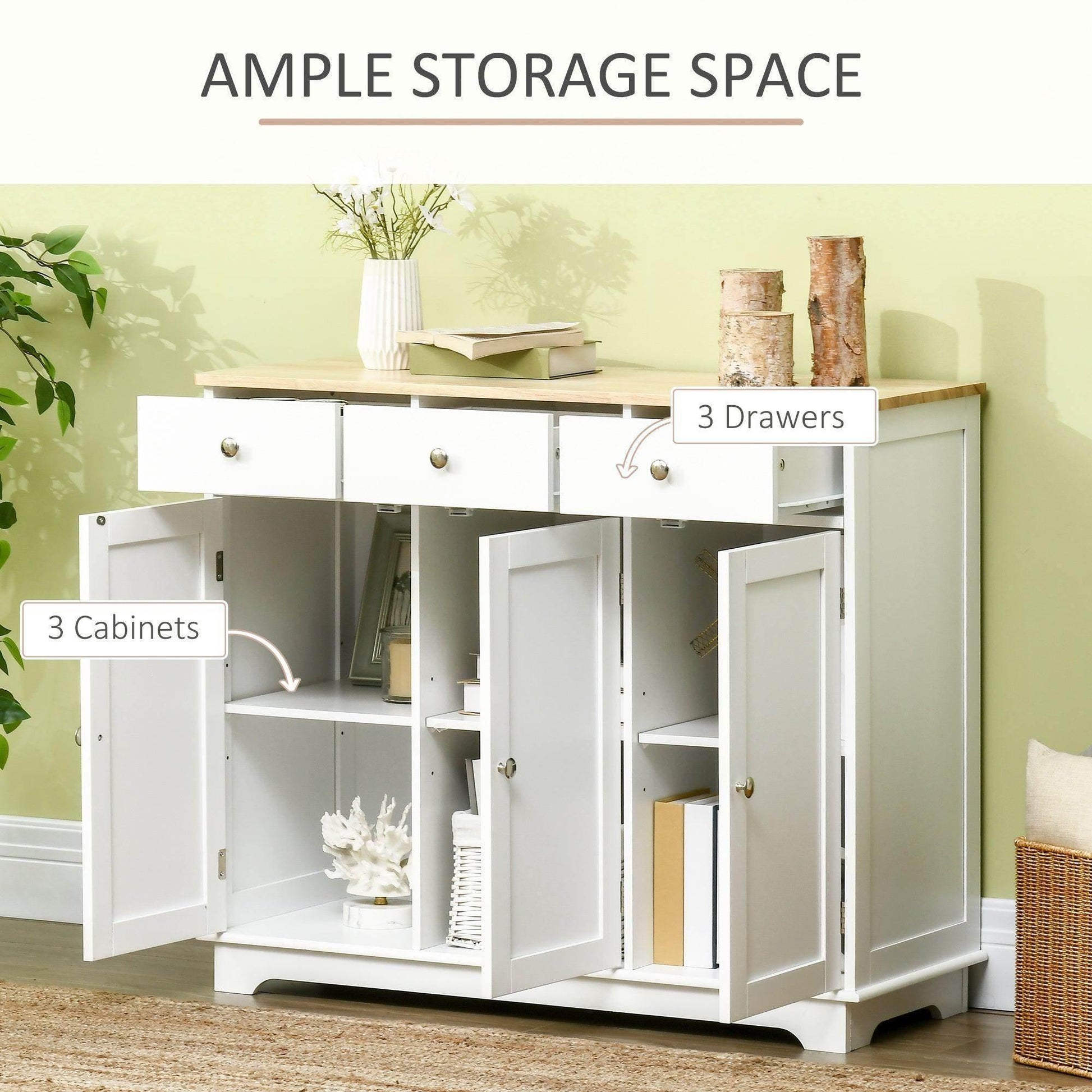 HOMCOM White Sideboard with Storage - Stylish and Functional - ALL4U RETAILER LTD