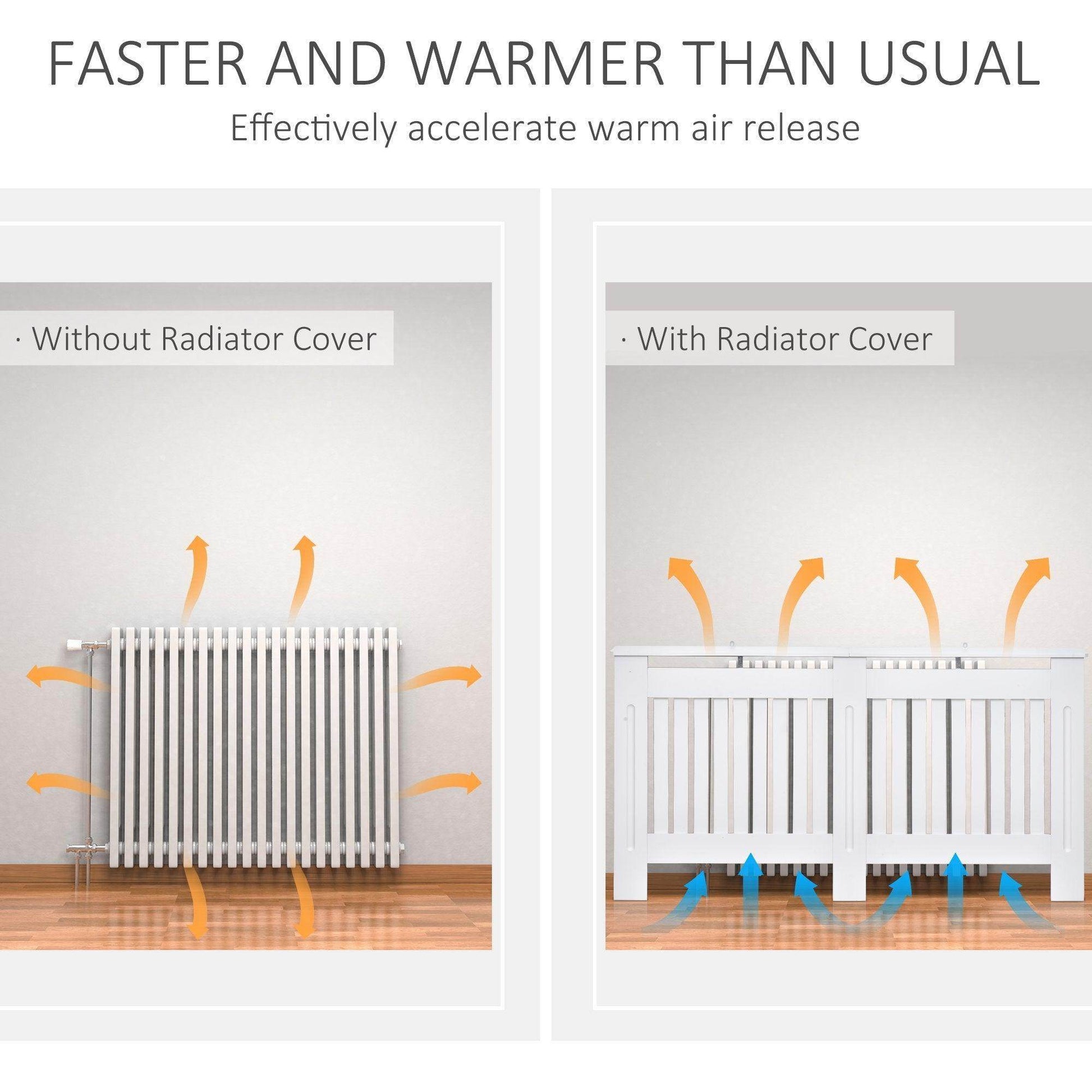 HOMCOM White Slatted Radiator Cover - 152x19x81 cm - ALL4U RETAILER LTD