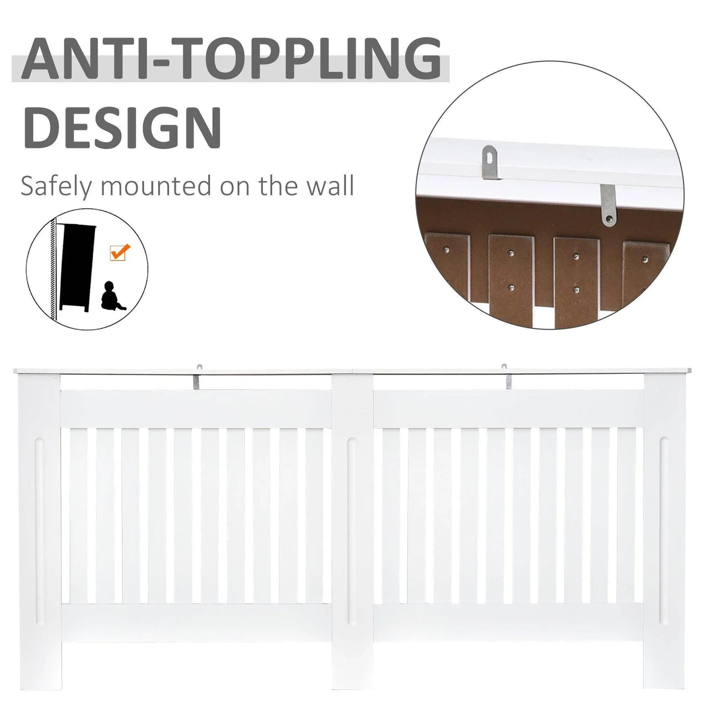 HOMCOM White Slatted Radiator Cover Cabinet - ALL4U RETAILER LTD