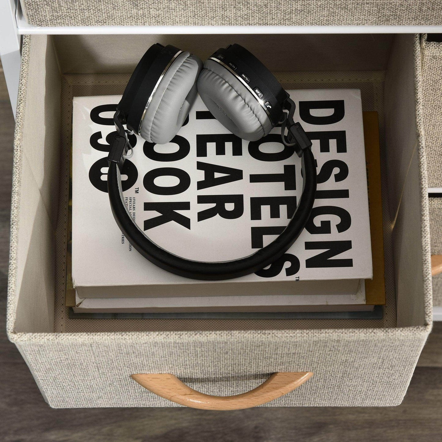 HOMCOM White Storage Cabinet with 4 Bins - ALL4U RETAILER LTD