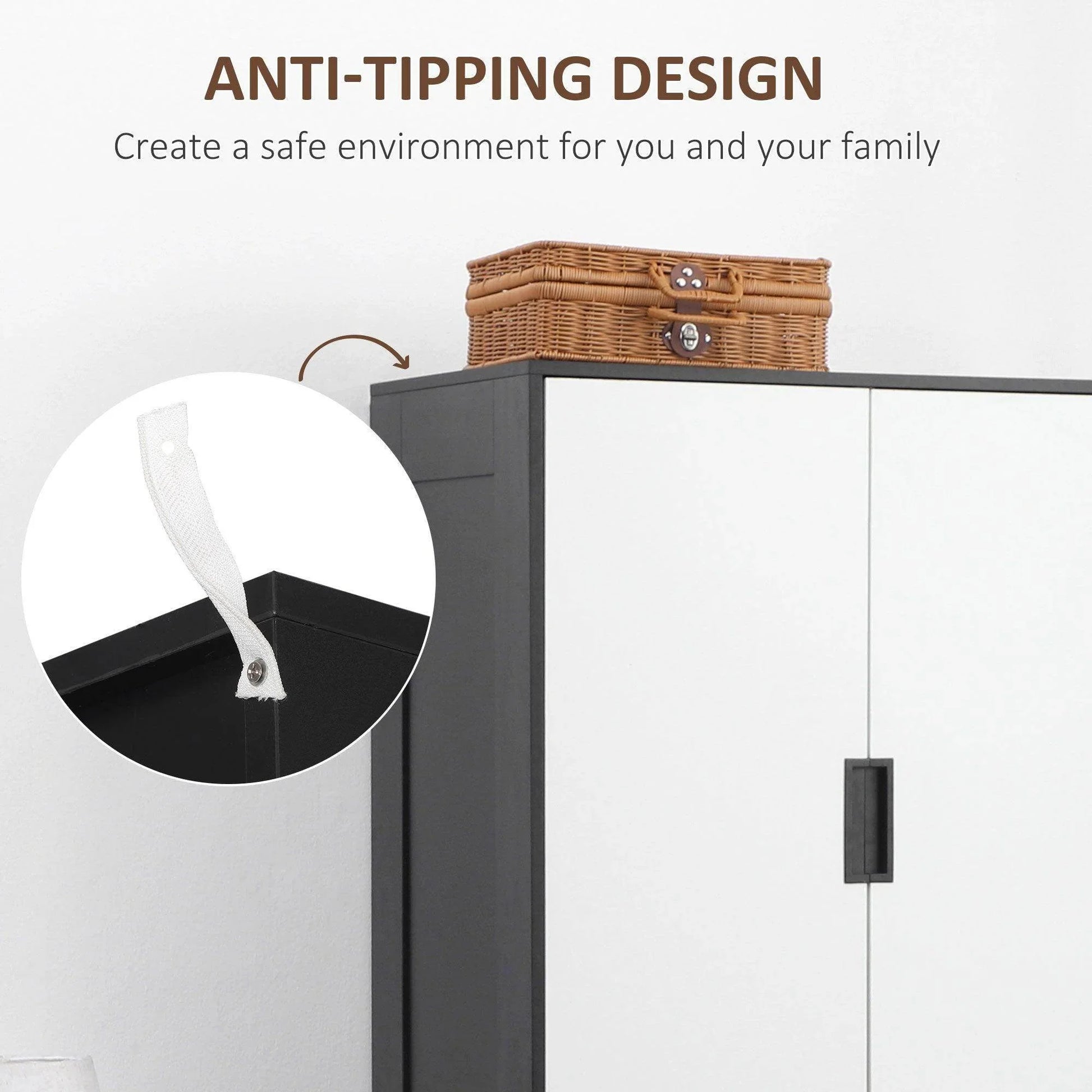 HOMCOM White Wardrobe with Drawers and Hanging Rod - ALL4U RETAILER LTD