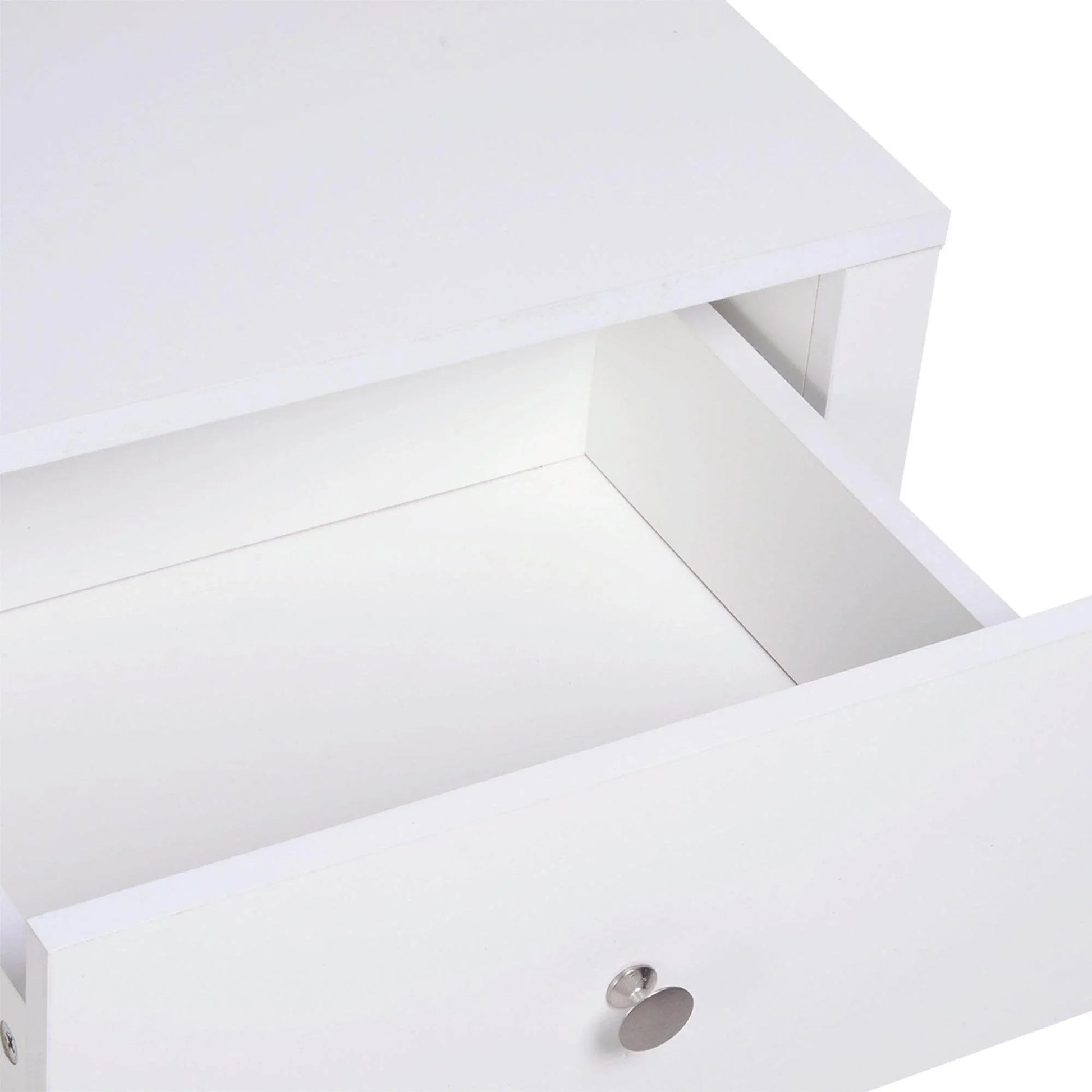 HOMCOM White Wood Bedside Cabinet with Drawer and Shelf - ALL4U RETAILER LTD