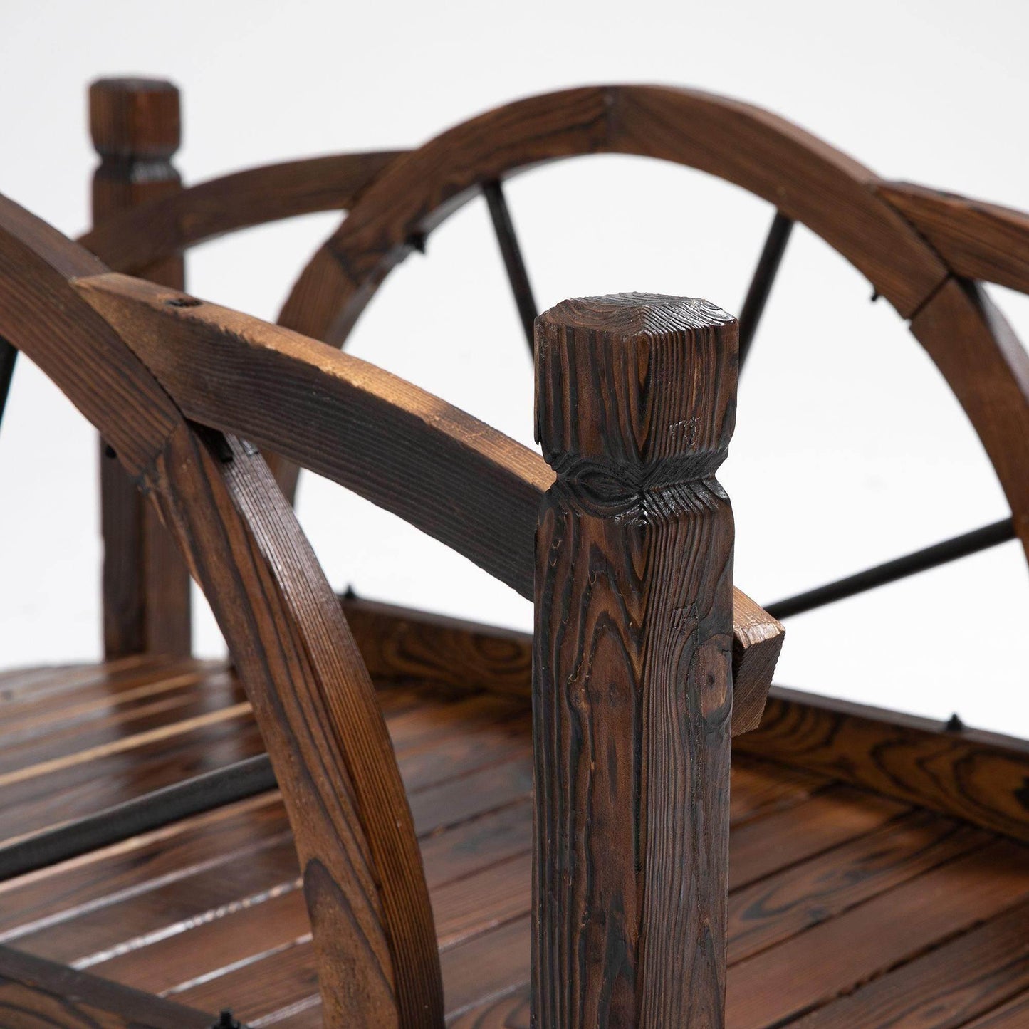 HOMCOM Wooden Garden Bridge with Safety Guardrail - ALL4U RETAILER LTD