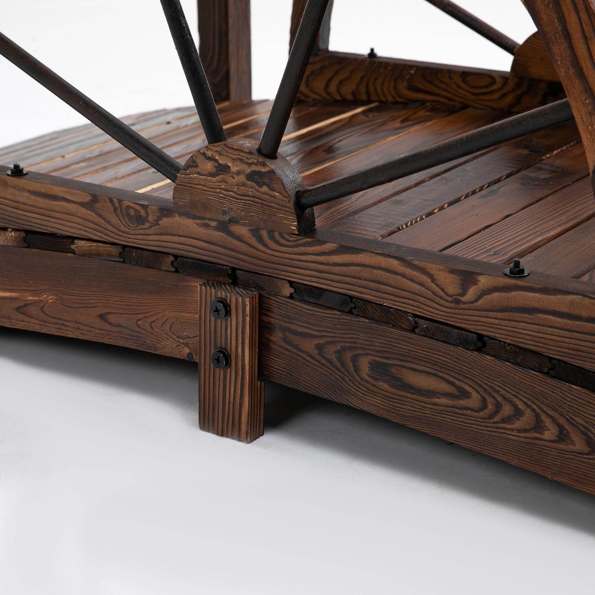 HOMCOM Wooden Garden Bridge with Safety Guardrail - ALL4U RETAILER LTD